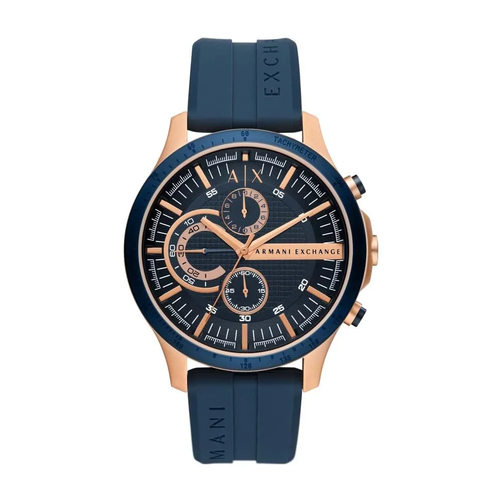 ARMANI Exchange Chronograph maschile al quarzo con braccialetto ax2440, Tono oro rosa e blu scuro