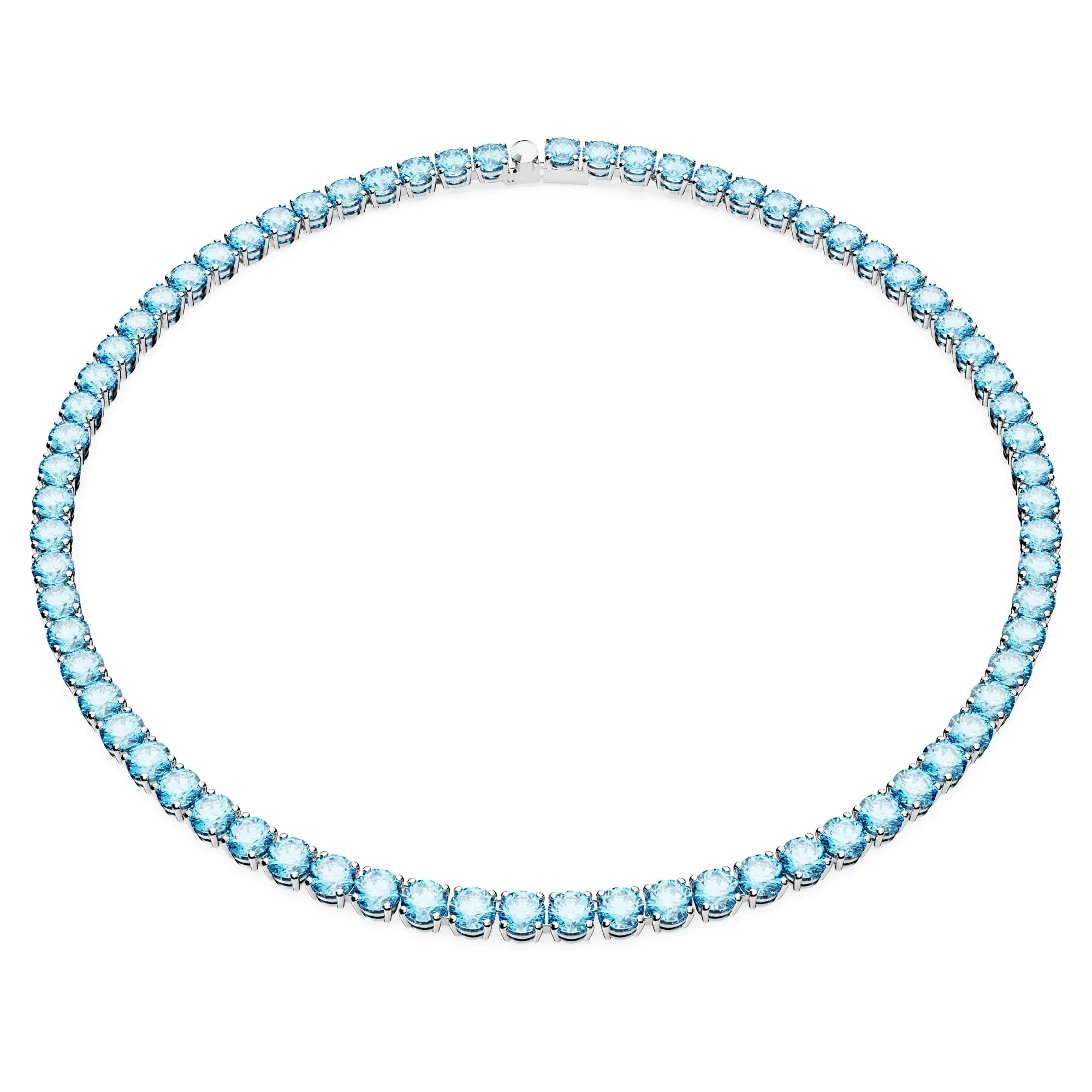 Swarovski Collana Matrix Tennis, Taglio Round, Media, Blu, Placcato rodio