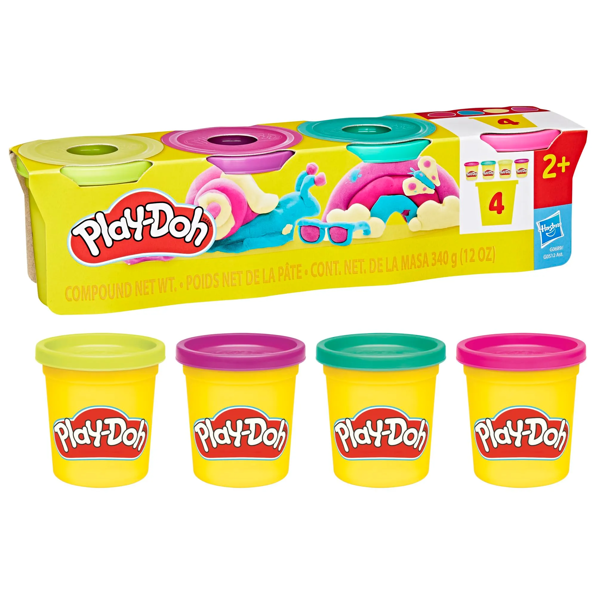 Play-Doh – 4 Couleurs Vives, Pâte à Modeler Souple 85 g, Activité Manuelle & Jeu Créatif, Kit d’Artisanat pour Enfants, Compatible Accessoires & Outils Play-Doh