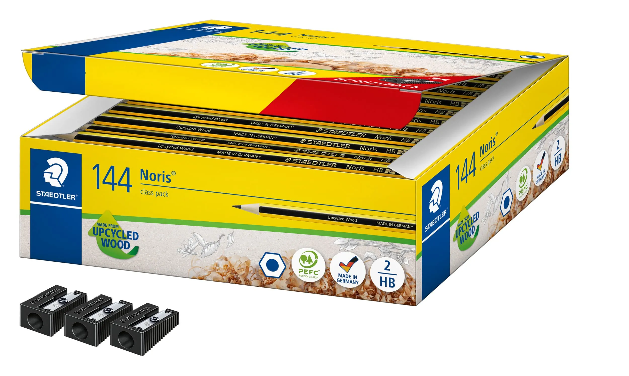 STAEDTLER Matita Noris 120 HB set da 144 pezzi con 3 temperamatite