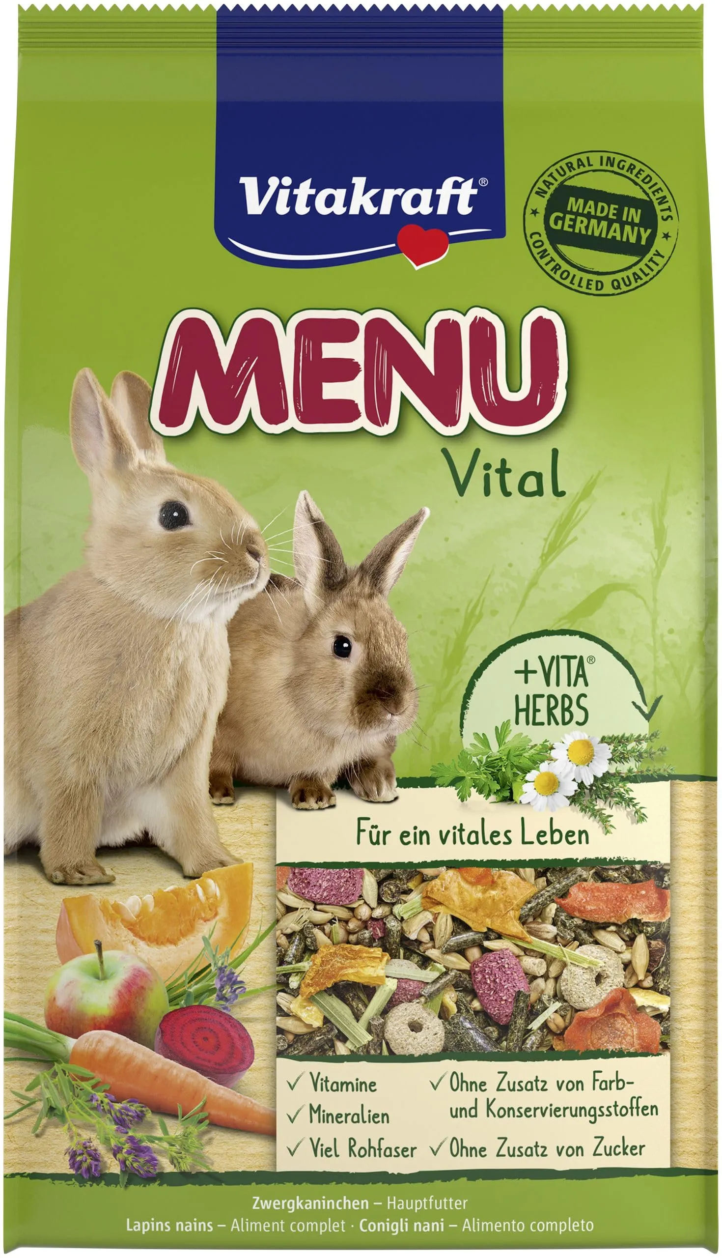 Vitakraft Menu Vital, mangime conigli nani, semi, verdure, erbe (1x 1kg)