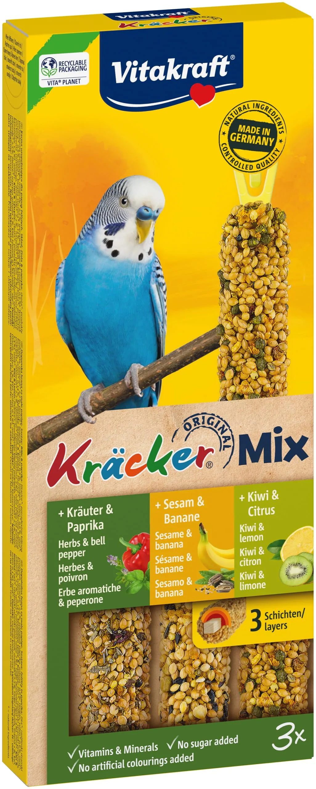 Vitakraft Kräcker, ondulati, erbe, paprika, cura del becco (1x 90 g