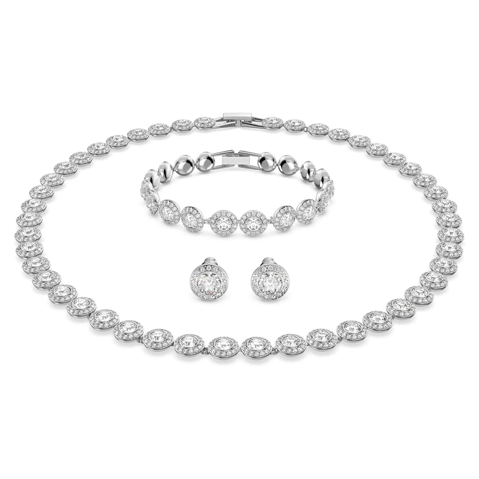 Swarovski Set Angelic, Taglio Round, Bianco, Placcato rodio