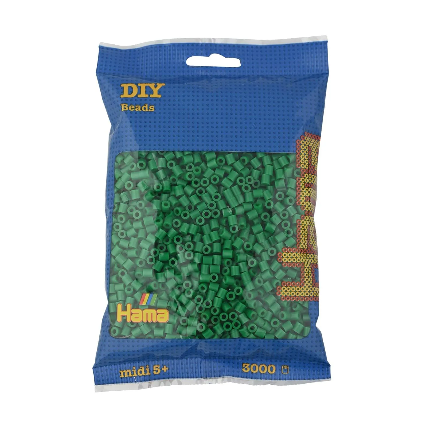 Hama Midi 201-10 – Perline da stiro Ø 5 mm, busta da ca. 3.000 pezzi, Verde (colore n. 10), dai 5 anni