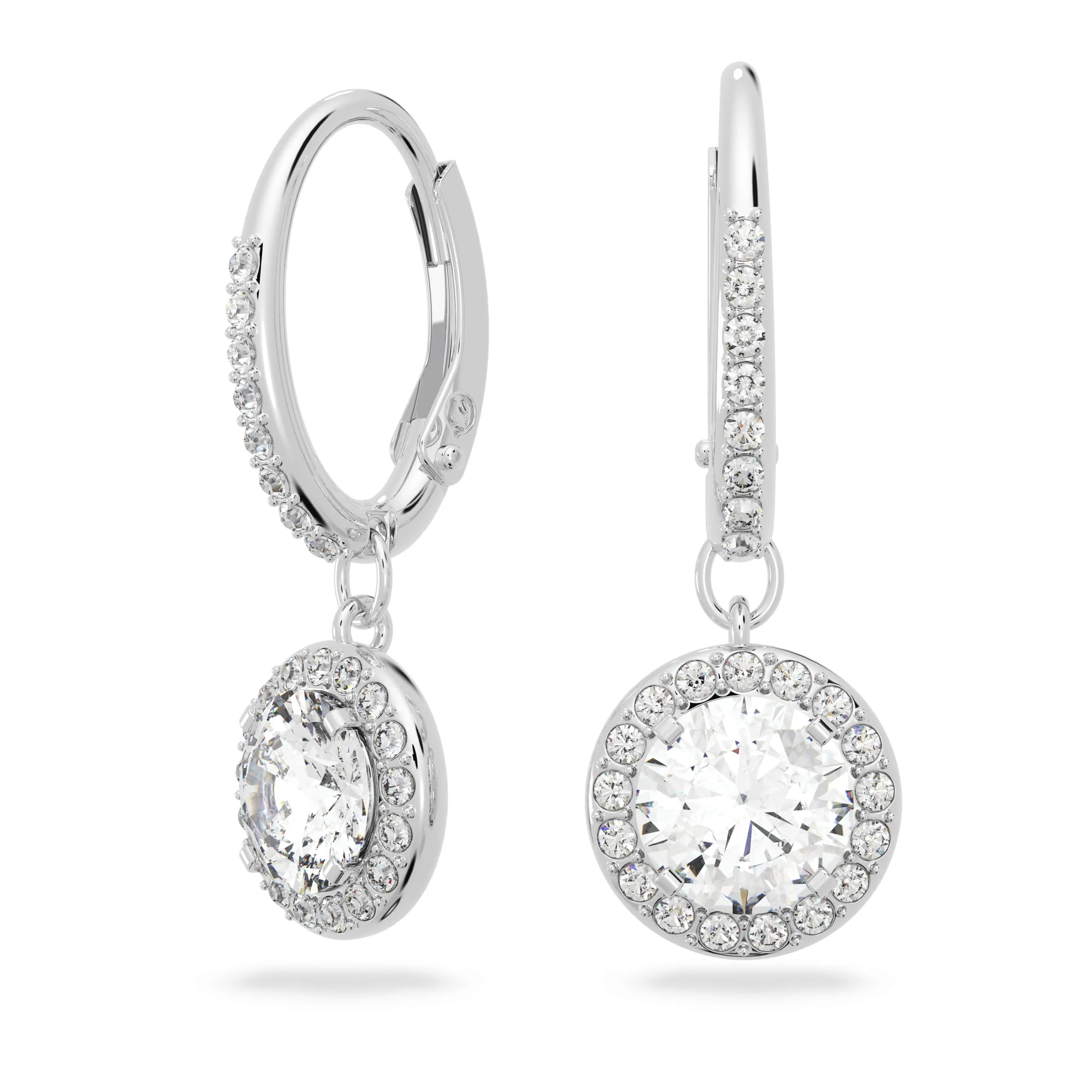 Swarovski Orecchini pendenti Angelic, Taglio Round, Bianchi, Placcato rodio