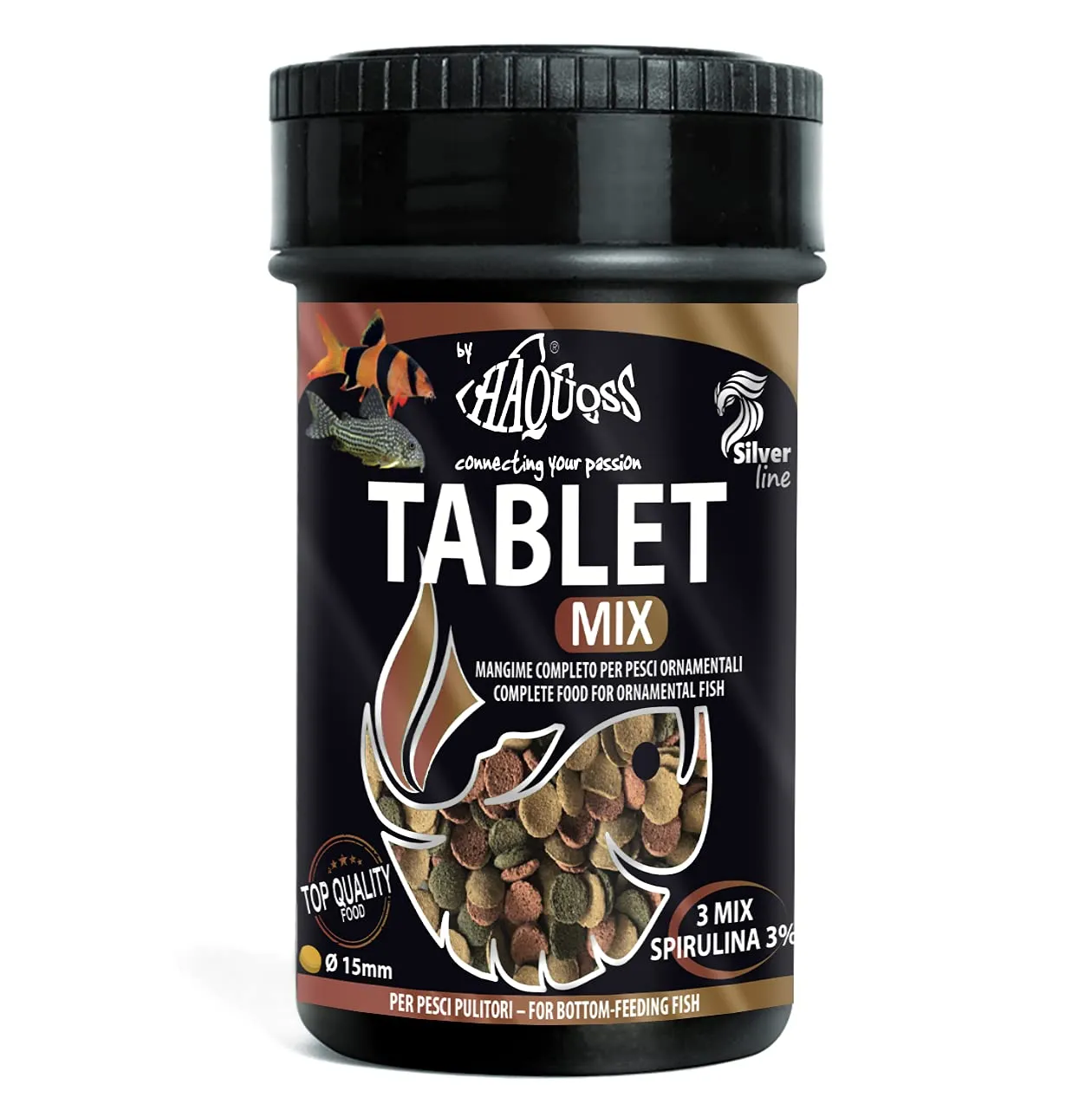 Haquoss Tablet Mix Mangime in Pastiglie affondanti per Pesci Pulitori da Fondo e Vetro, 100 ml/36 gr