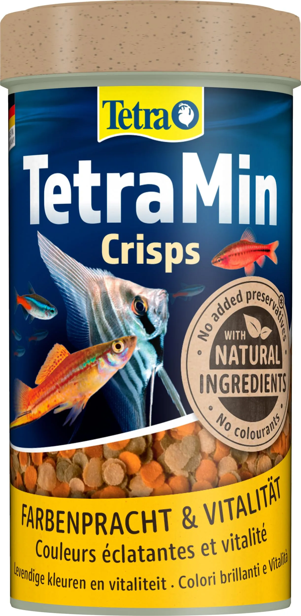TetraMin Crisps - Mangime per tutti i pesci ornamentali, miscela ricca di nutrienti per pesci sani e acqua limpida, lattina da 250 ml
