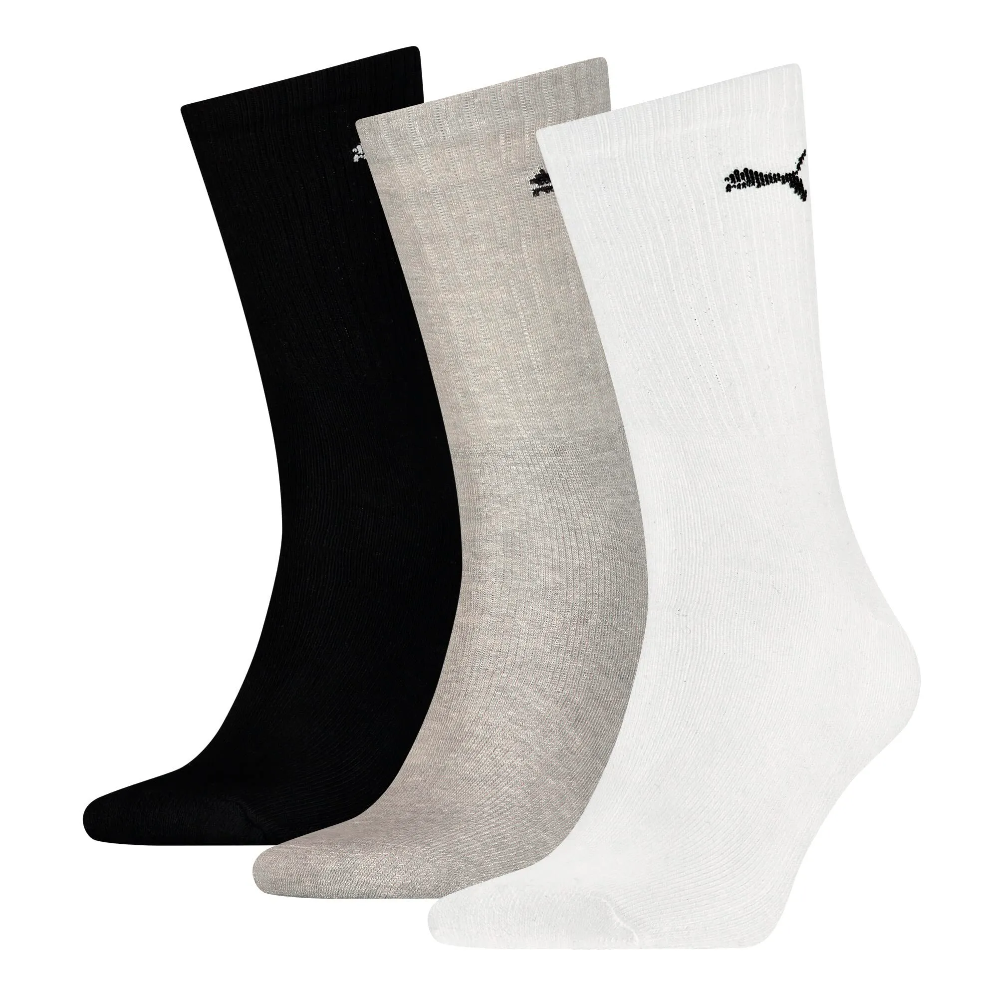 PUMA Crew, Calzini Unisex - Adulto, Bianco/Grigio/Nero, 47-49 (Pacco da 3)