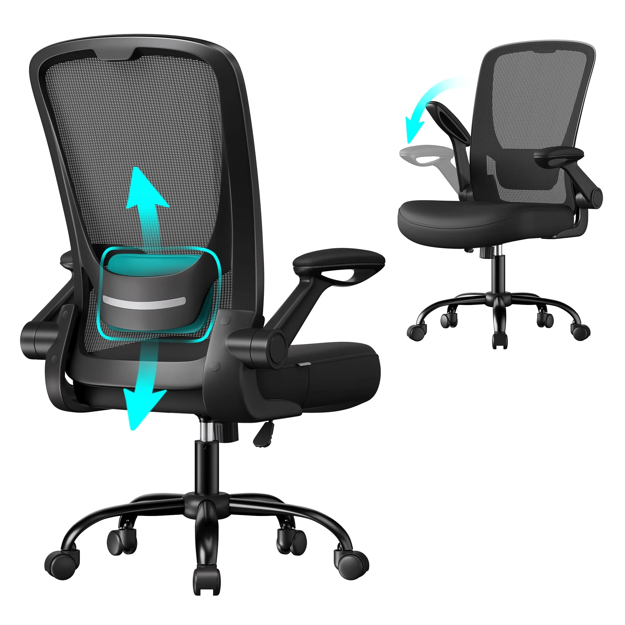 SONGMICS Sedia da Ufficio, Sedia da Computer Ergonomica, con Poggiatesta
