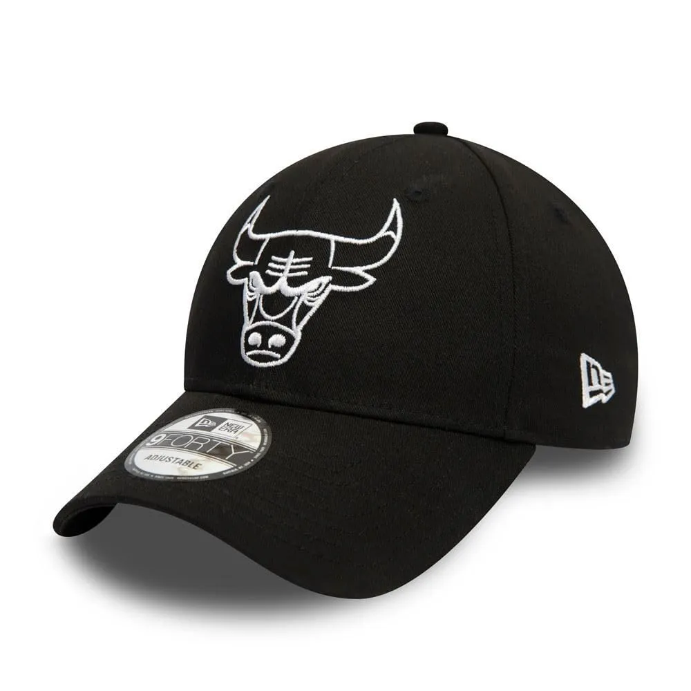New Era Chicago Bulls NBA Essential Outline Nero 9Forty Berretto Regolabile