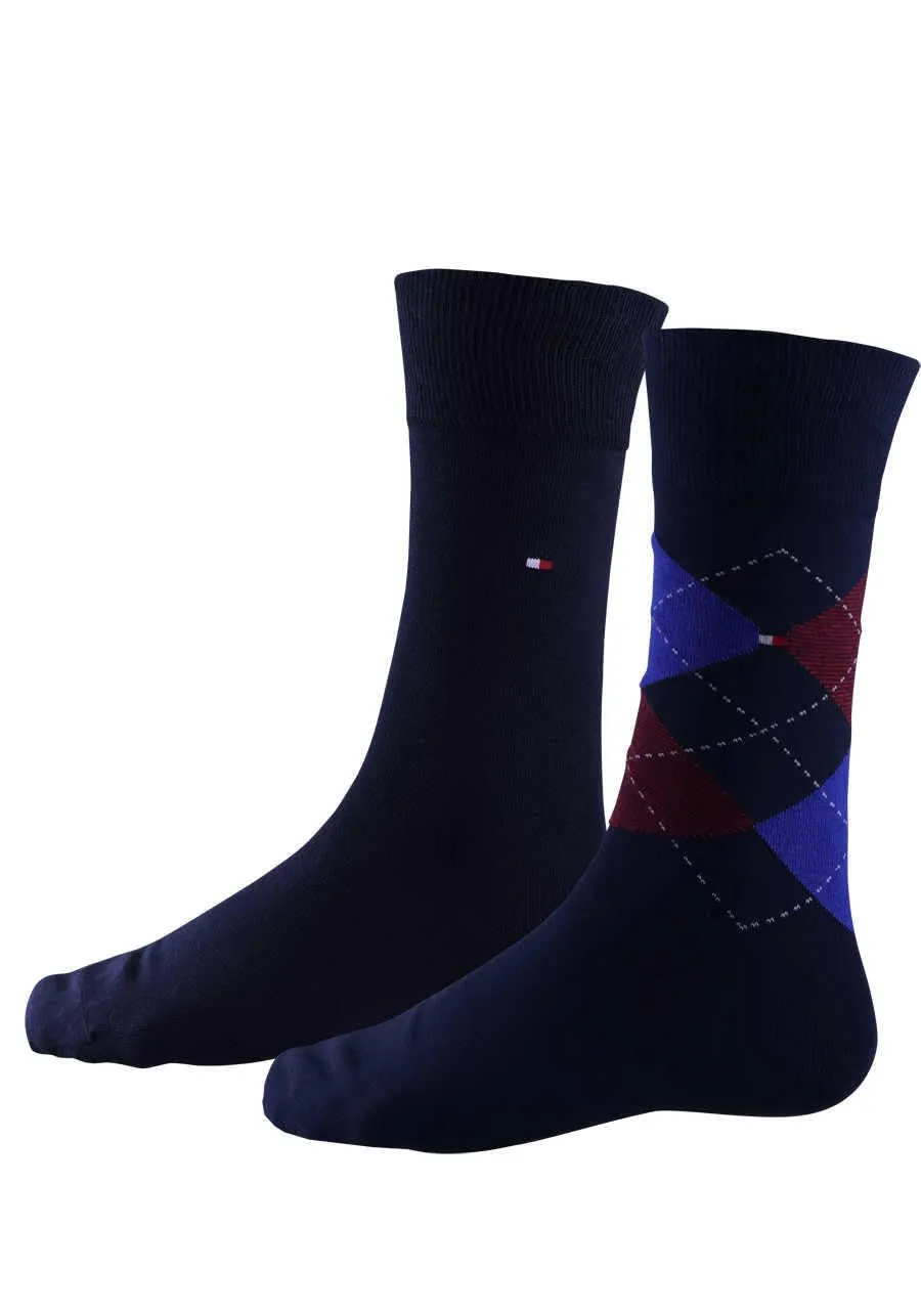 Tommy Hilfiger Classic, Calzini Uomo, Navy/Red 495, 47-49 (Pacco da 2)