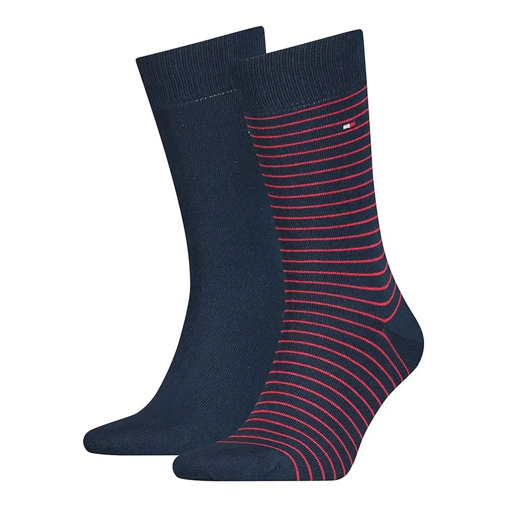 Tommy Hilfiger Classic, Calzini Uomo, Navy/Red 496, 47-49 (Pacco da 2)