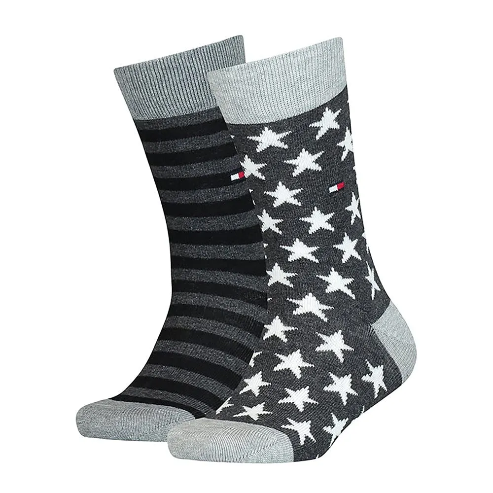Tommy Hilfiger Classic, Calzini Unisex - Bambini e ragazzi, Nero 816, 35-38 (Pacco da 2)