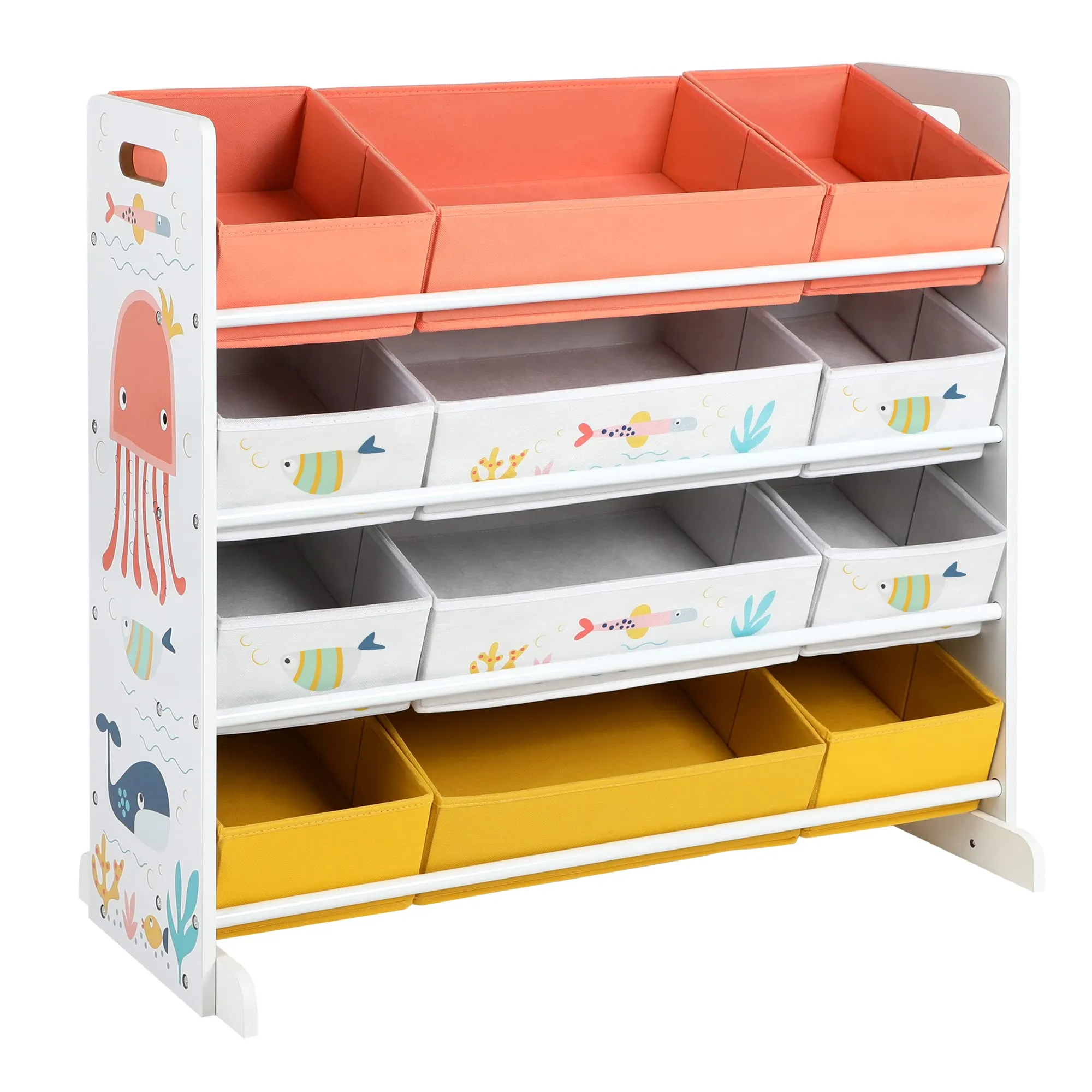 SONGMICS Scaffale per Giocattoli con 12 Contenitori, Struttura in MDF