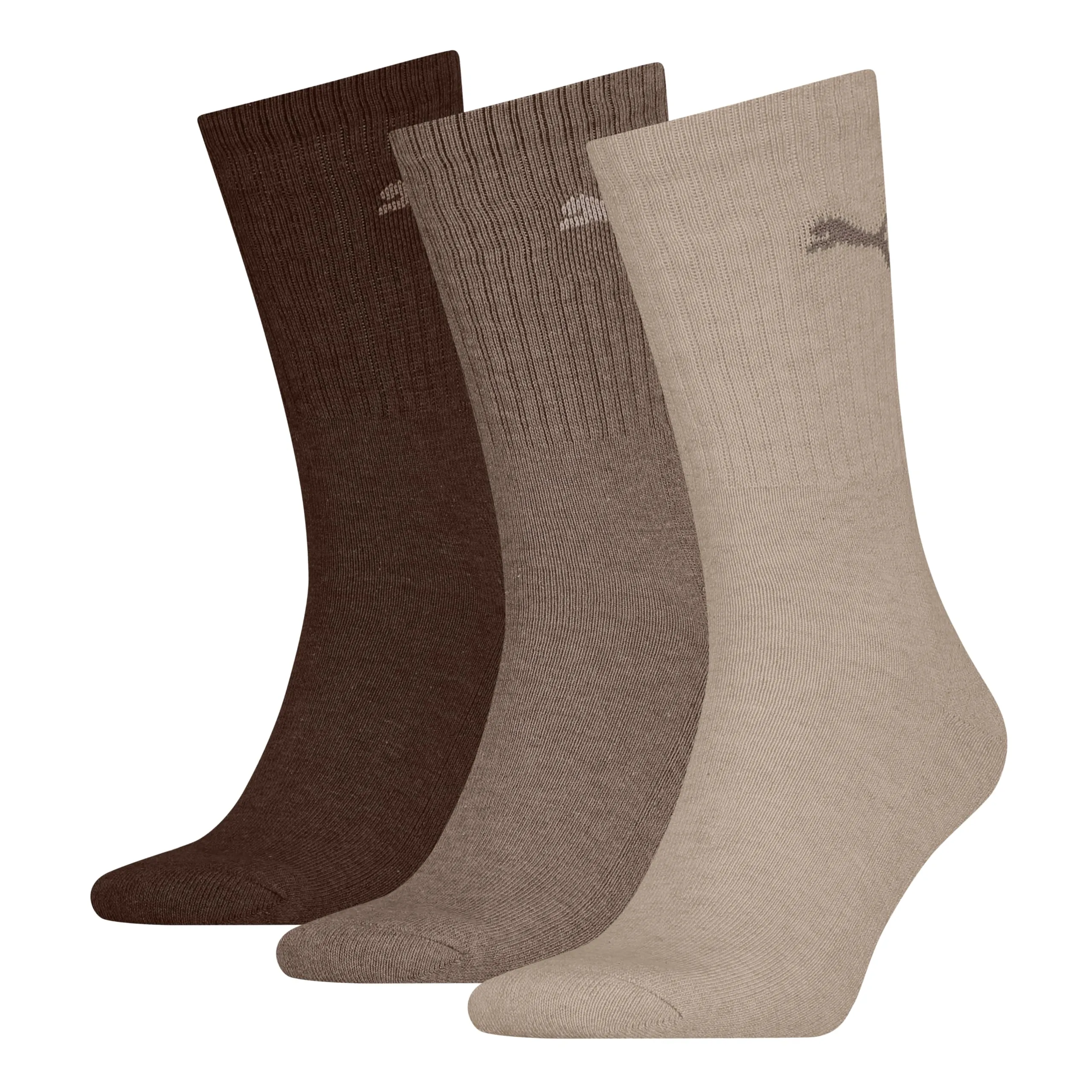 PUMA Crew, Calzini Unisex - Adulto, Marrone, 35-38 (Pacco da 3)