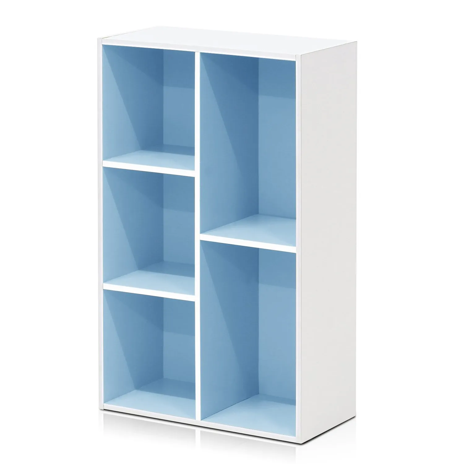 Furinno Luder Scaffale aperto reversibile a 5 cubi, Bianco/azzurro