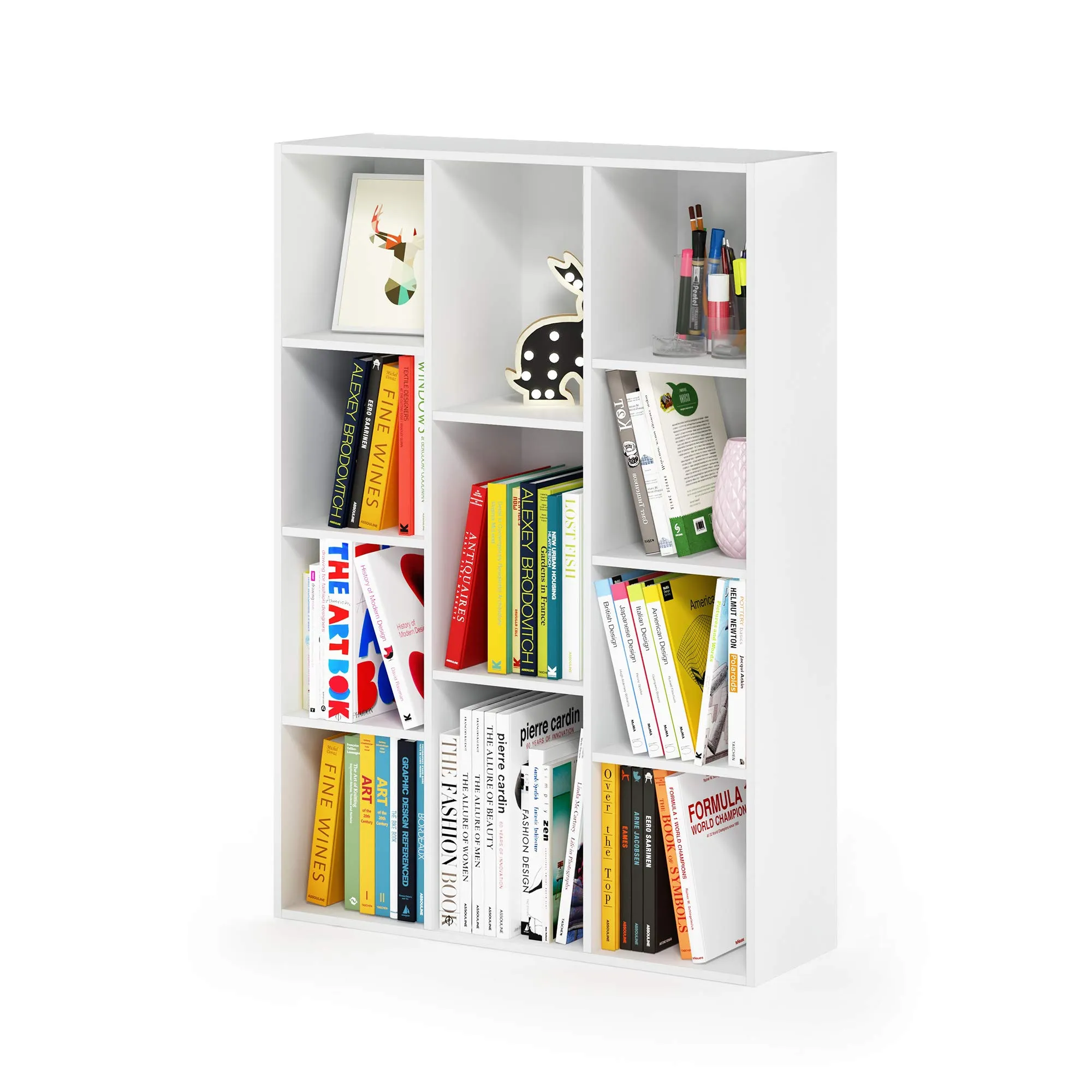Furinno Luder Libreria reversibile a 11 cubi con scaffale aperto, Bianco