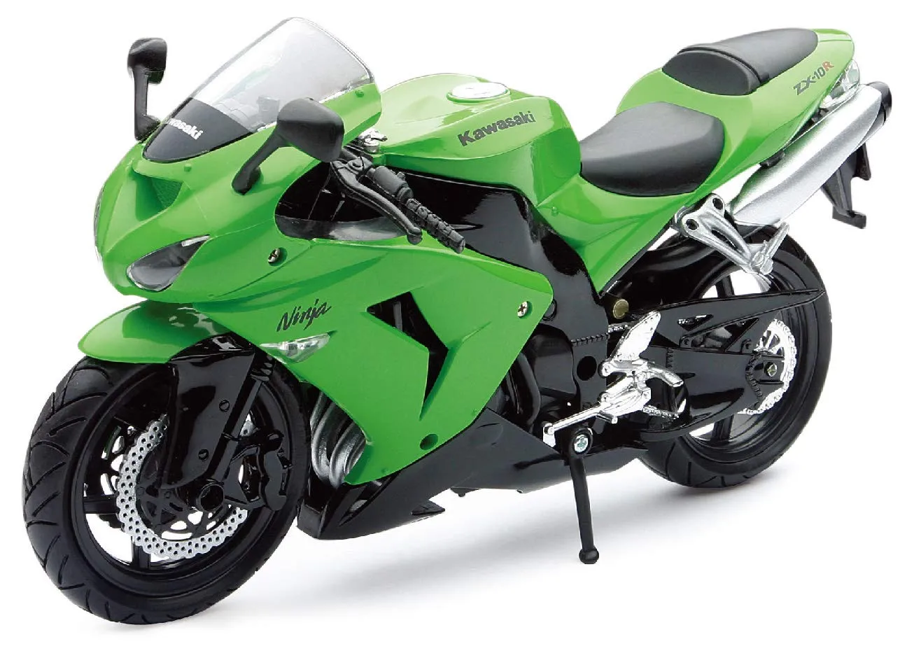 New-Ray S.R.L 42443 A - Moto Kawasaki ZX 10 R/ Honda CBR, Veicolo in miniatura, Scala 1:12, Verde/Nero
