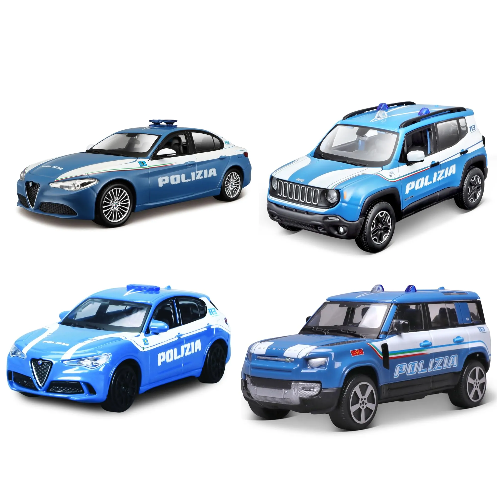 BBURAGO - Auto Polizia - Modellino Realistico Auto in Scala 1:43 (Scelta Casuale tra i Modelli Disponibili), Licenza Ufficiale Polizia, Età consigliata 3+ Anni