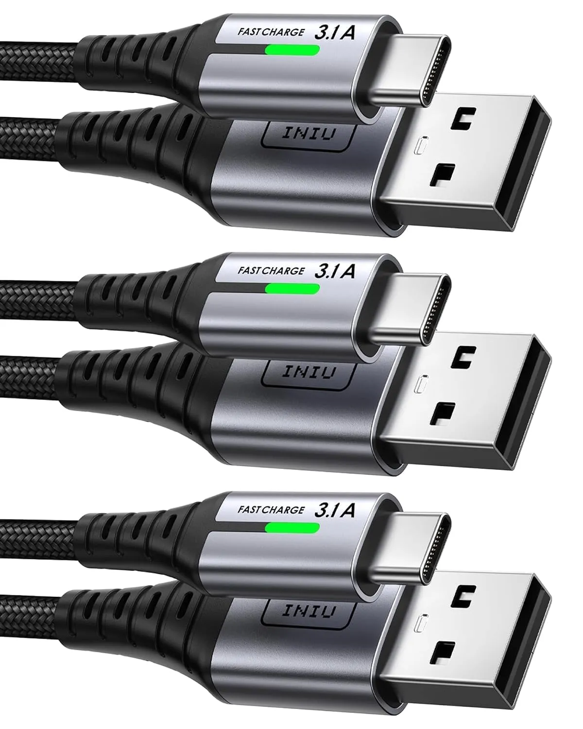 INIU Cavo USB Type-C, Cavo USB [2m+2m+0.5m] QC Tipo C Cavo Type C Rapida