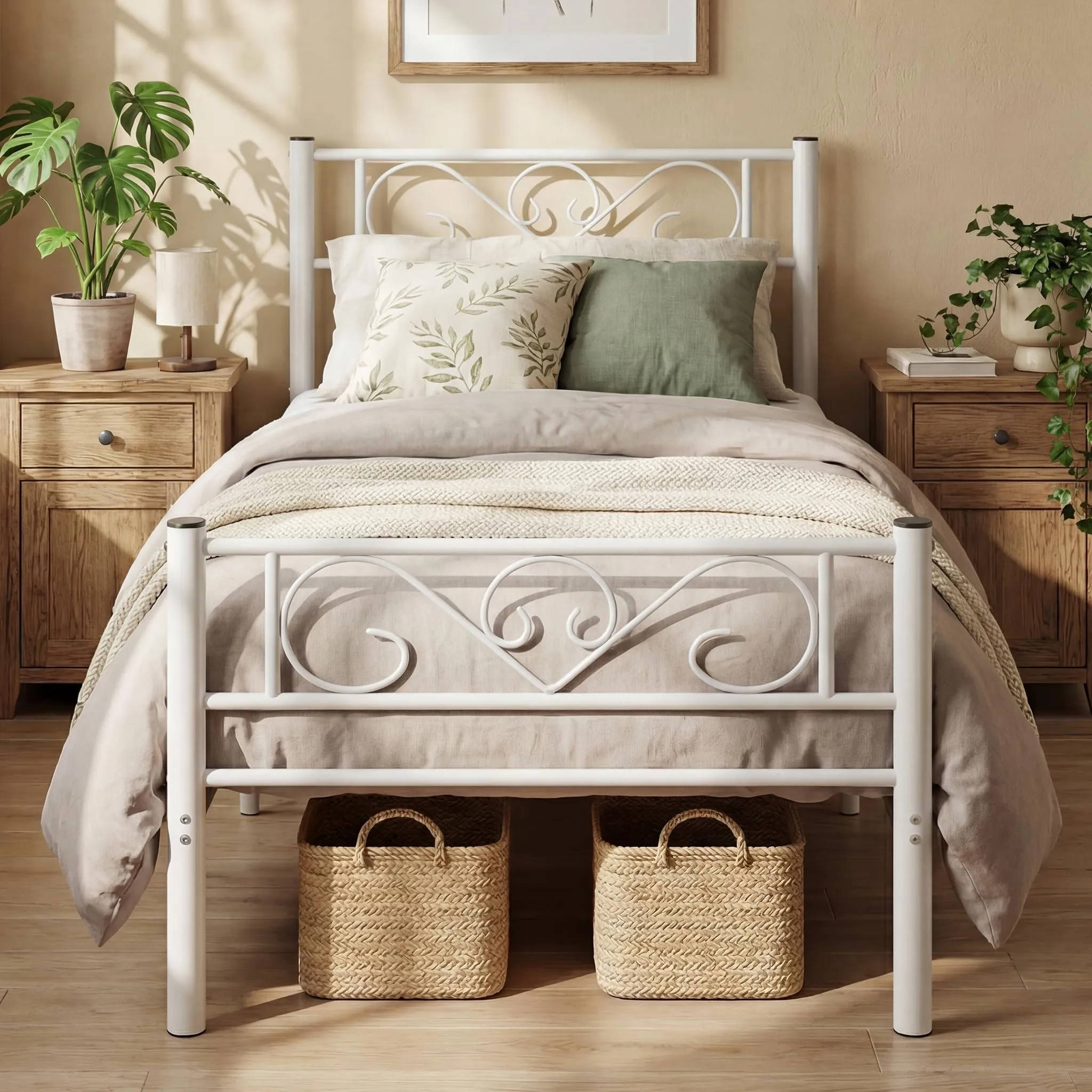 VASAGLE Struttura Letto in Acciaio, 197 x 90,5 x 86 cm