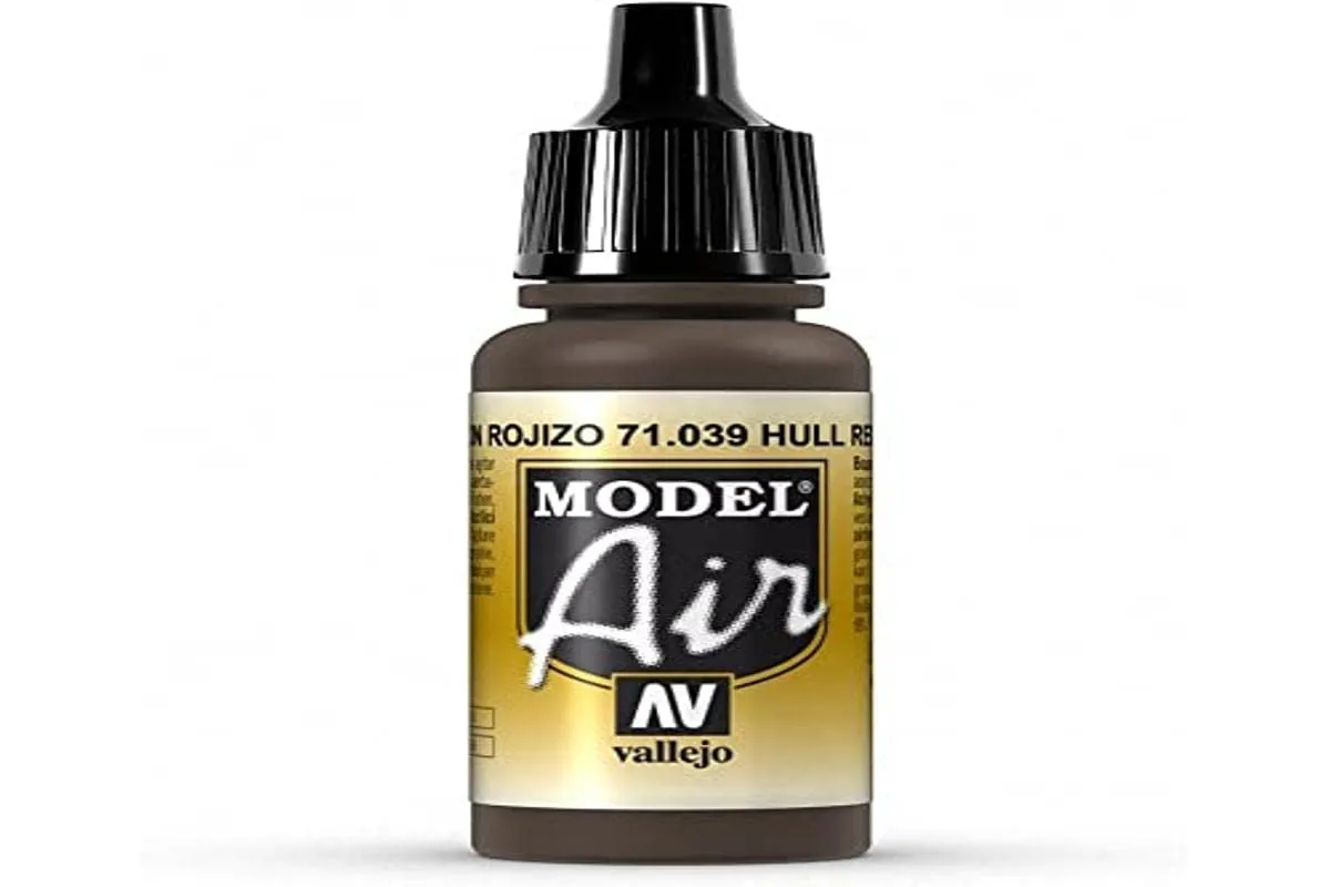 Vallejo Pittura Acrilica Model Air Hull Red 18 ml, Finitura Opaca, Ideale per Aerografo, Modellismo e Figurine