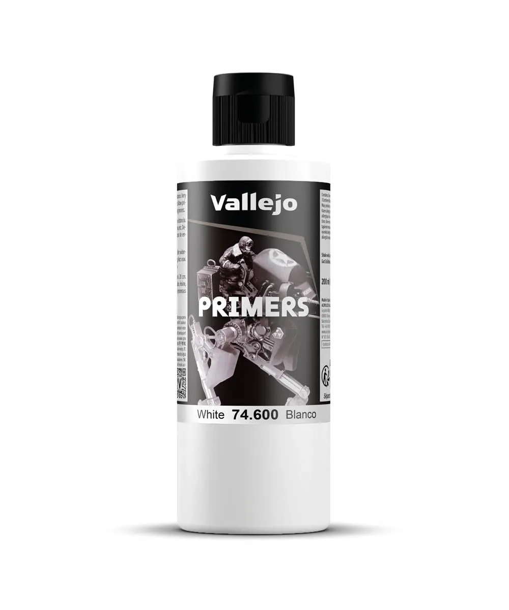 Vallejo Primer Superficie Acrilico Bianco 200 Ml, Finitura Opaca per Aerografo, Asciugatura Rapida, Alta Adesione per Modellini e Figurine