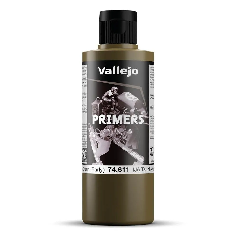 Vallejo - Colore per modellini, primer per poliuretano, 200 ml, verde terra (IJA Tsuchi Kusa)