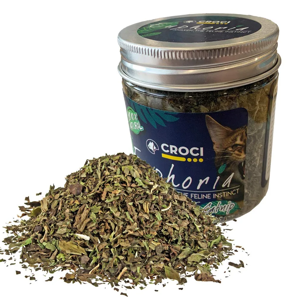 Croci Euphoria - Barattolo Catnip, Erba Gatta Essiccata Naturale tritata, attrattivo per gatti, 25g