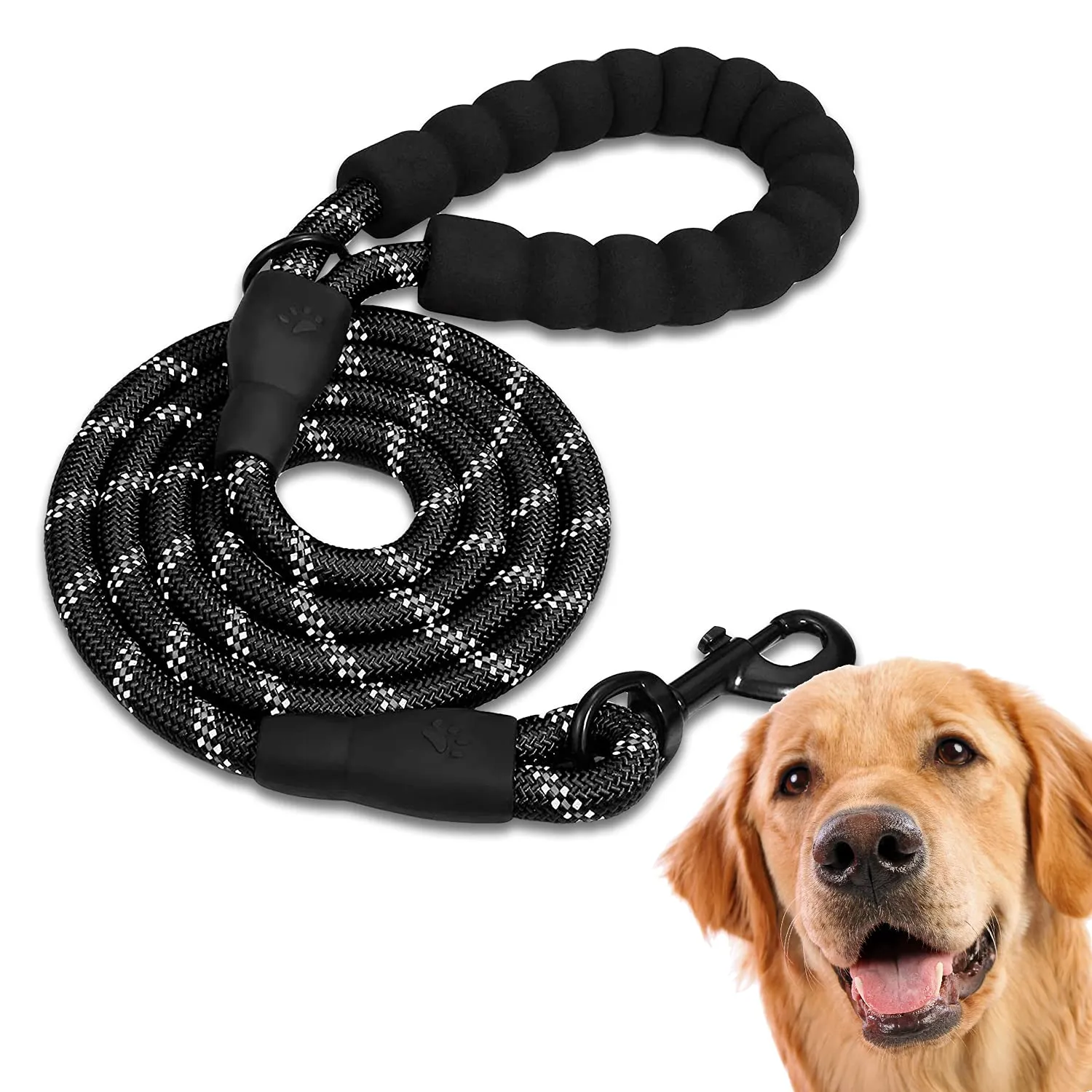 Edipets, Guinzaglio per Cani, Impugnatura Imbottita, Riflettente, Guinzaglio Addestramento per Cani, per Cuccioli, Piccoli, Medi e Grandi, 120 cm, 150 cm, 220 cm (1.5 m, Nero)