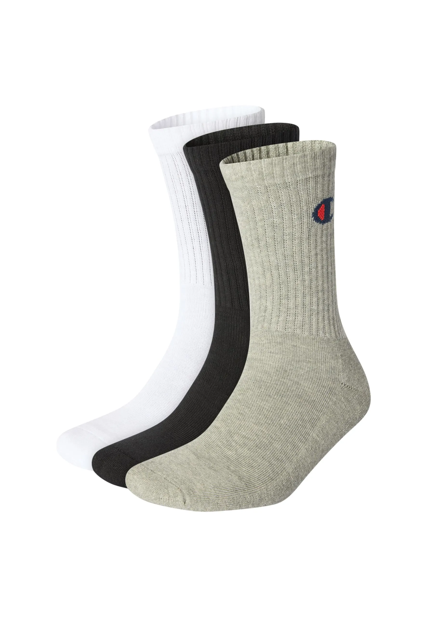 Champion Core 3PP Crew Calzini, Unisex - Adulto, Grigio (Melange Chiaro)/Bianco/Nero, 43-46 EU