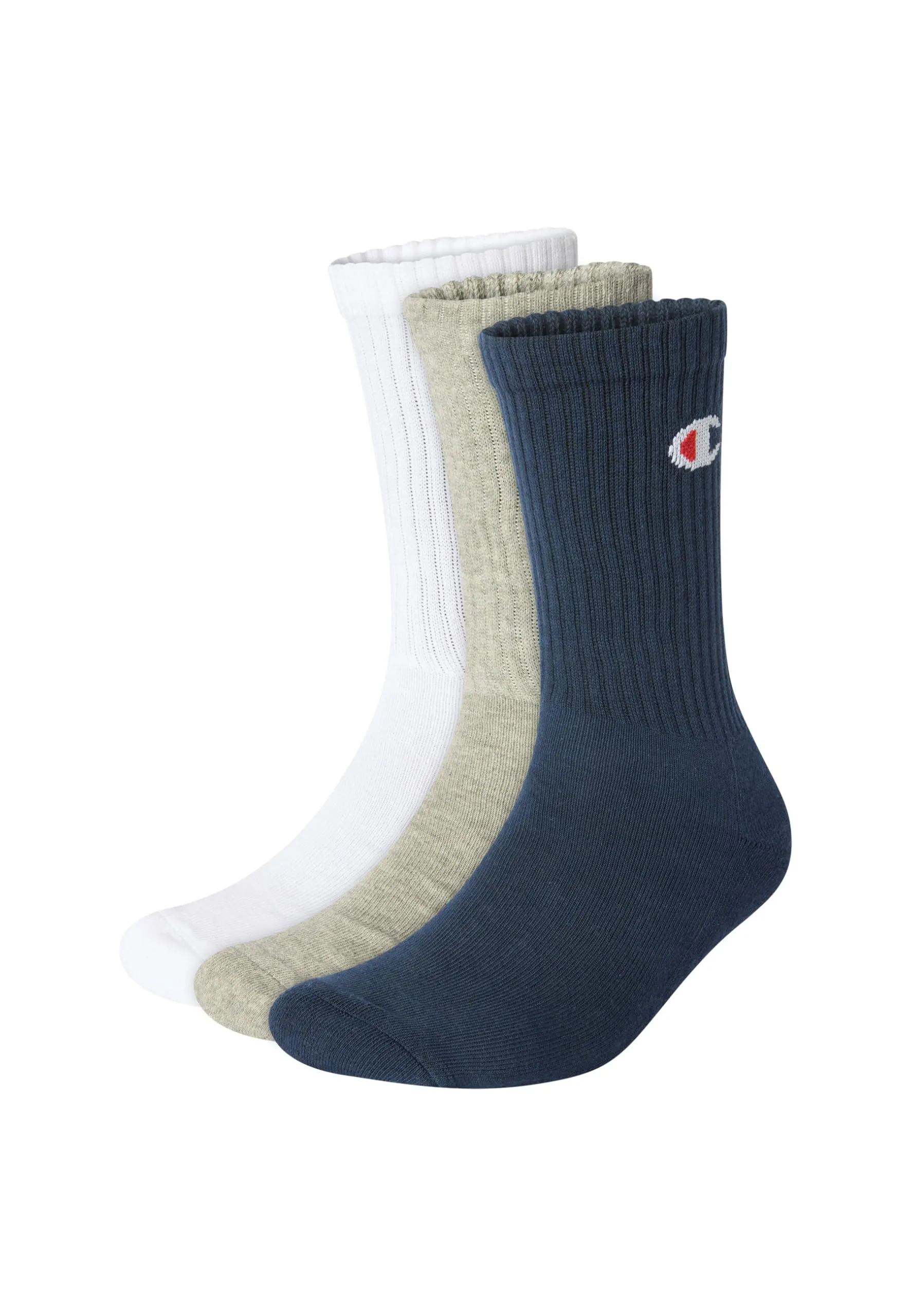 Champion Core 3PP Crew Calzini, Unisex - Adulto, Blu (Marino)/Bianco/Grigio (Melange Chiaro), 35-38 EU