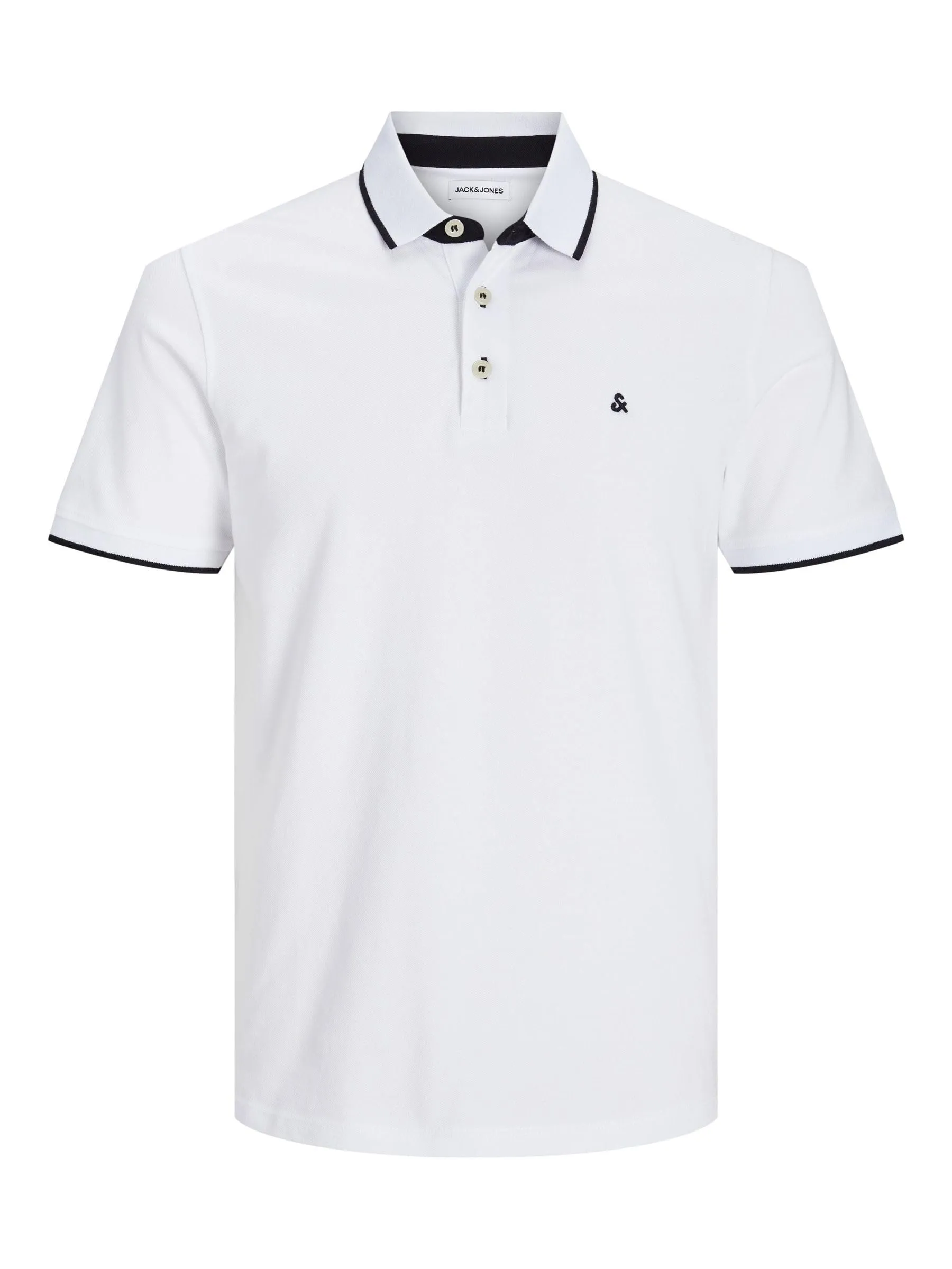 JACK & JONES Jjepaulos Polo Ss Noos Maglietta, Bianco (White Detail: Slim Fit), XL Uomo