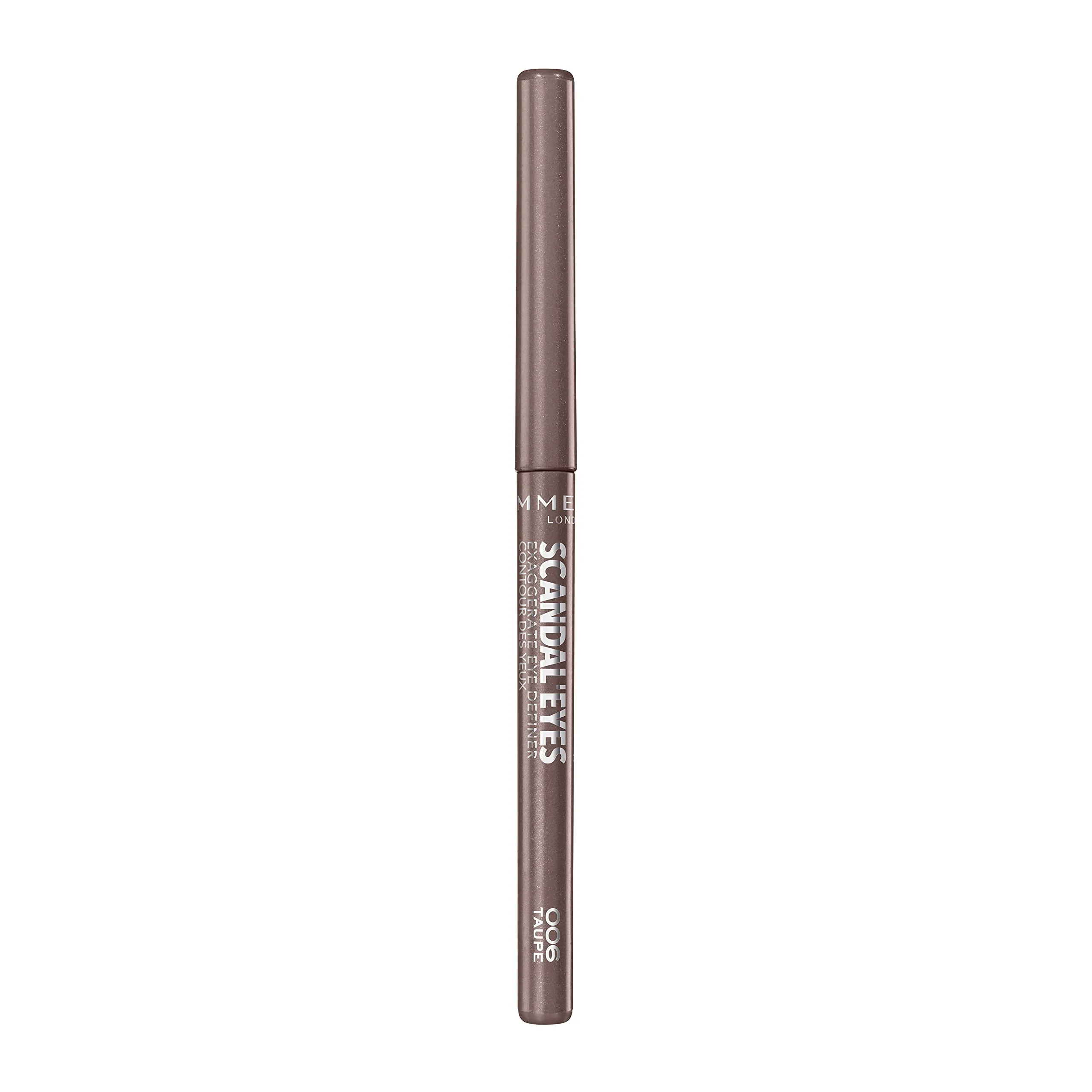 Rimmel London ScandalEyes Exaggerate Eye Definer, Matita Occhi Automatica Waterproof a Lunga Durata dal Colore Intenso e Tratto Ultra Preciso, 006 Taupe