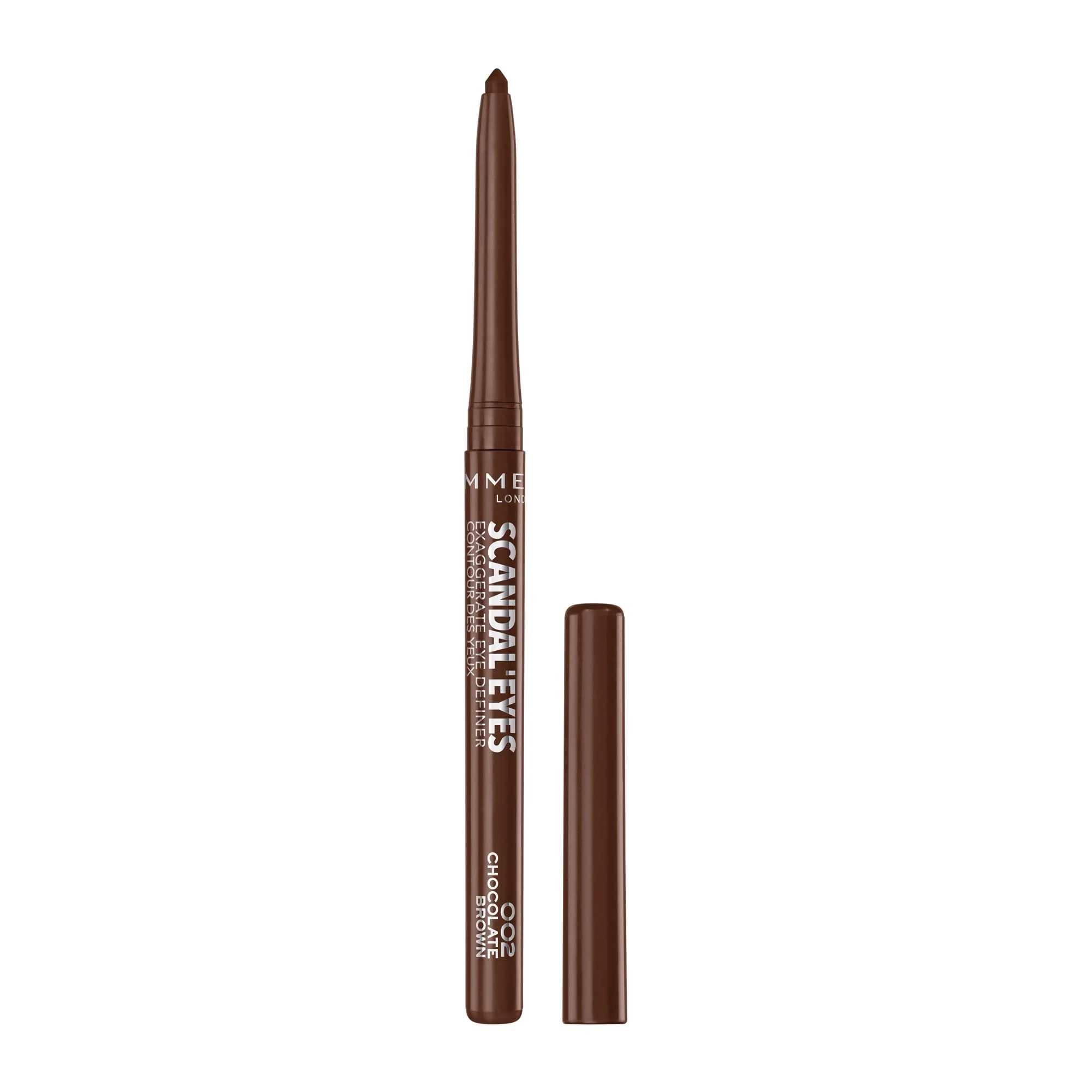 Rimmel London ScandalEyes Exaggerate Eye Definer, Matita Occhi Automatica Waterproof a Lunga Durata dal Colore Intenso e Tratto Ultra Preciso, 002 Chocolate Brown - 210 g