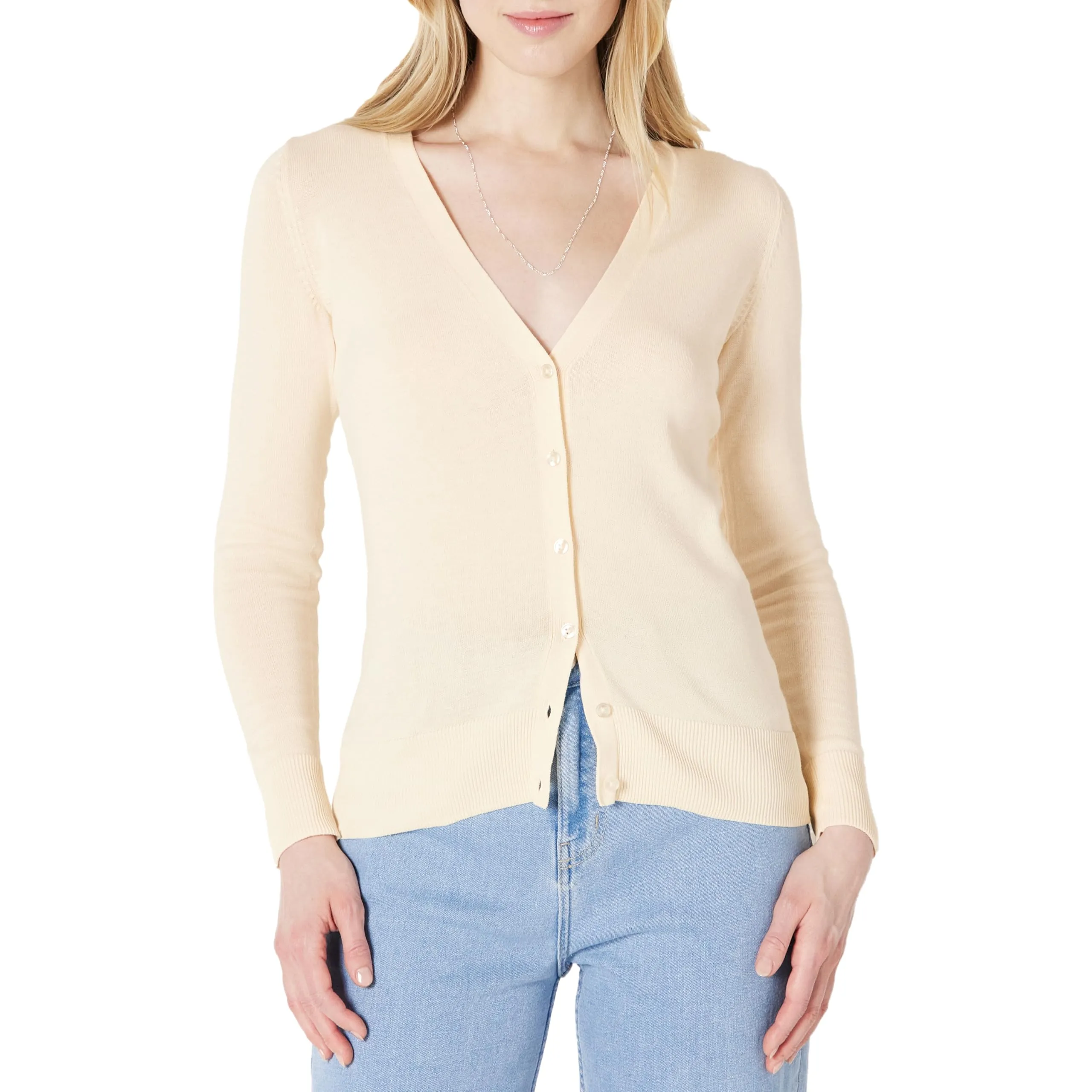 Amazon Essentials Felpa Cardigan Leggera Donna, Pesca Pallido, XXL