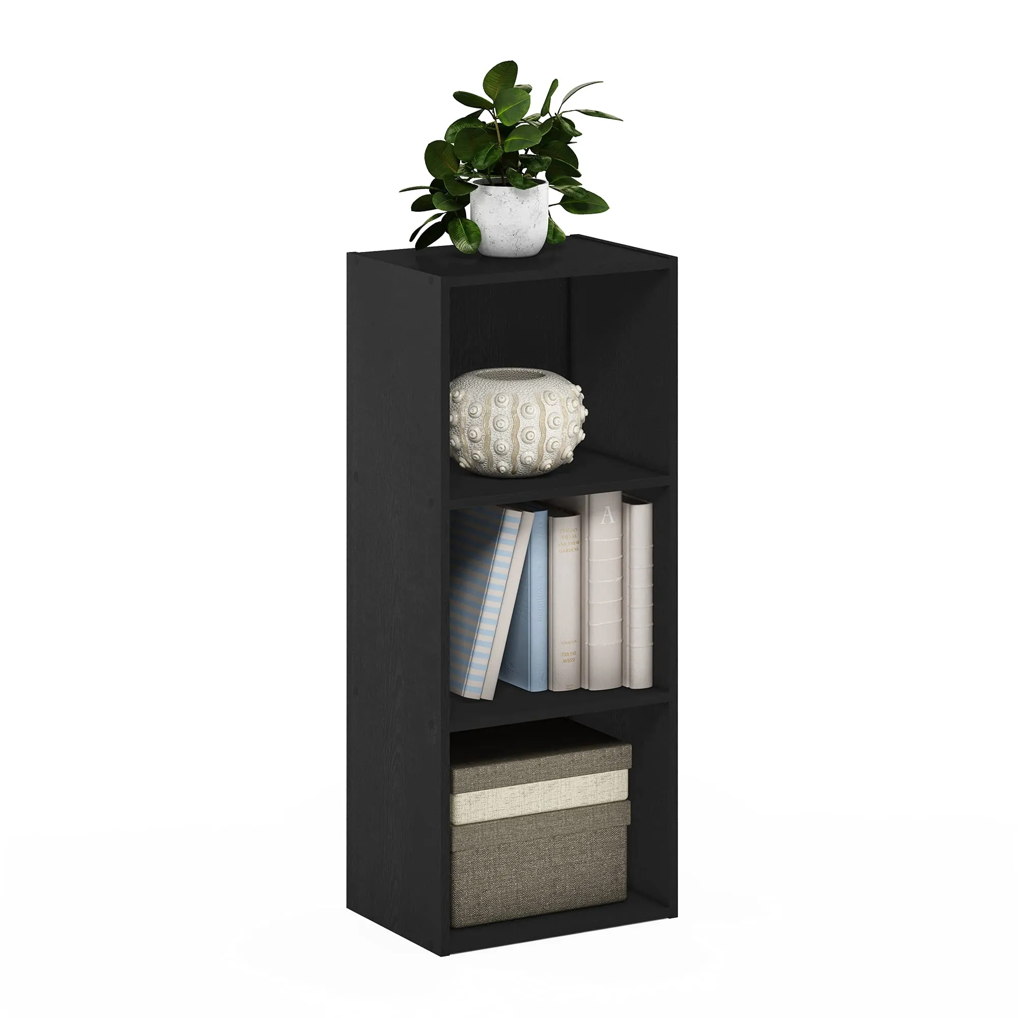 Furinno Luder Libreria a 3 ripiani aperti, Legno Nero