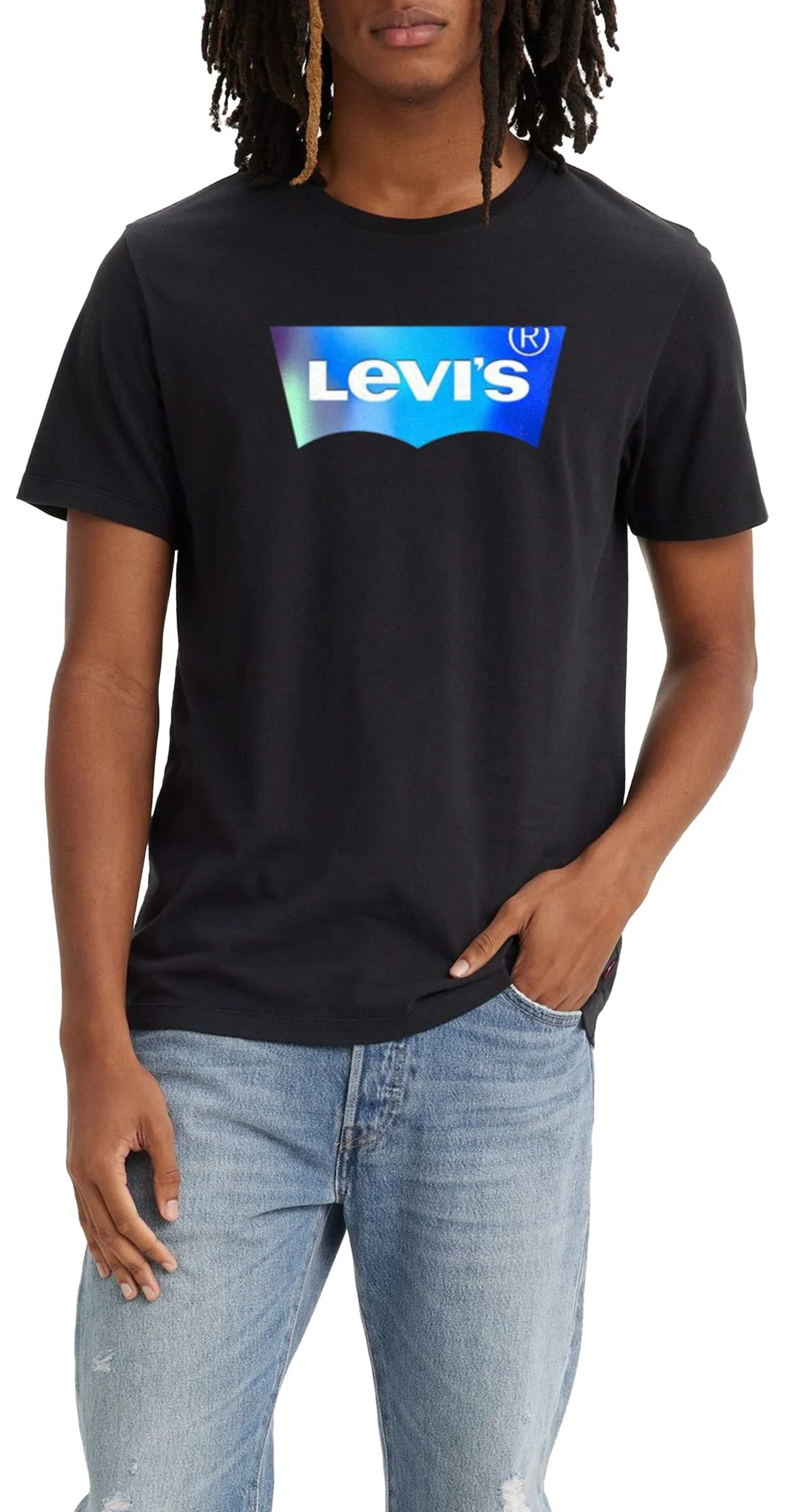 Levi's Graphic Crewneck Tee T-shirt, Batwing Blur Fill Caviar, XS Uomo