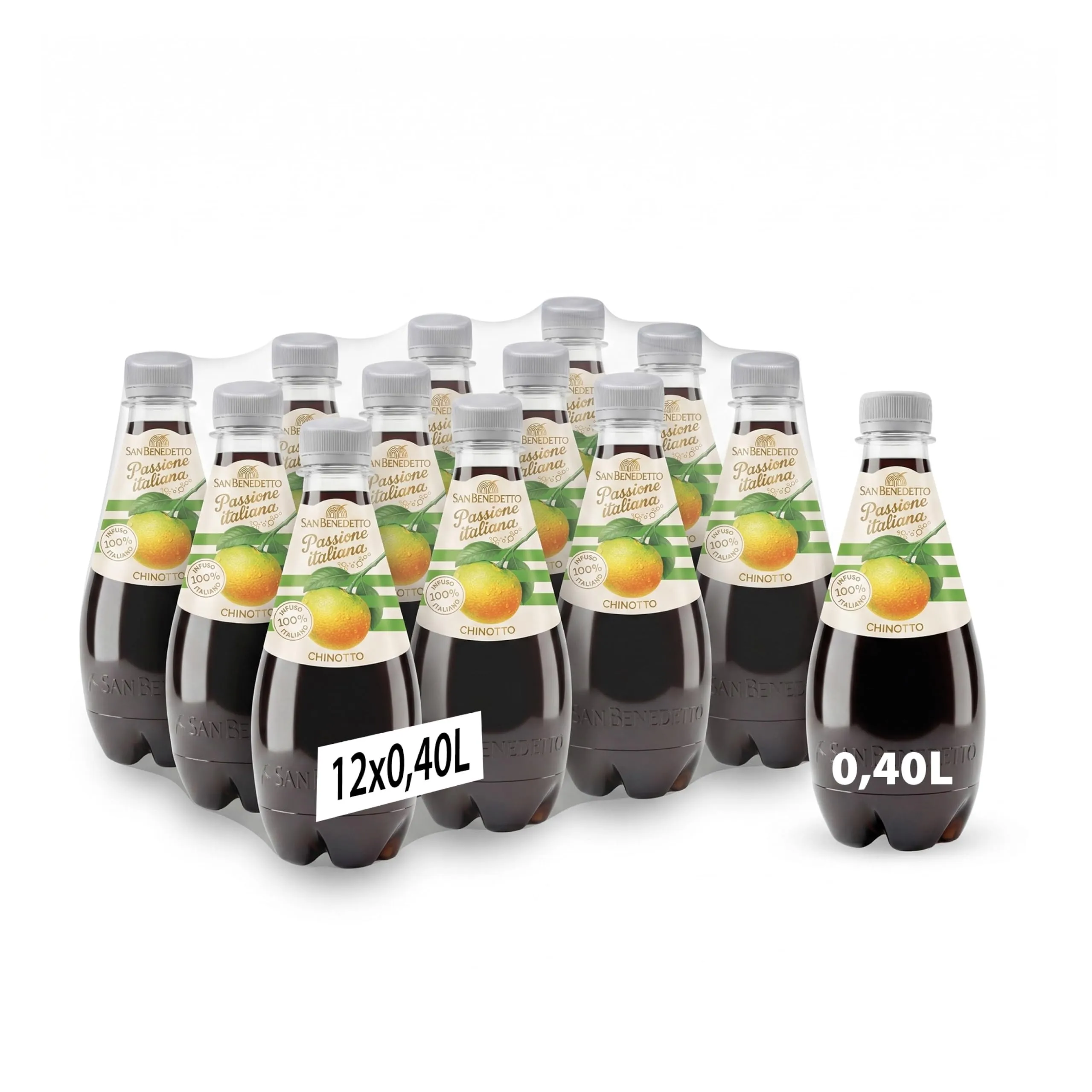 San Benedetto Passione Italiana, Chinotto, 12x400 ml, Bevanda Analcolica Gassata, Gusto Fresco e Frizzante, Perfetto per Ogni Occasione