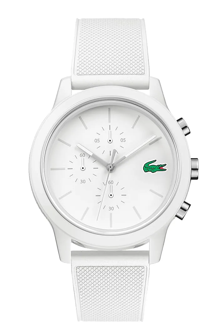 Lacoste Orologio con Cronografo al Quarzo da Uomo Collezione LACOSTE.12.12 con Cinturino in Silicone Bianco - 2010974