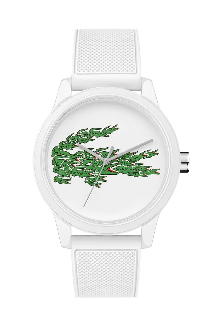 Lacoste Orologio Analogico al Quarzo da Uomo Collezione LACOSTE.12.12 con Cinturino in Silicone Bianco - 2011039