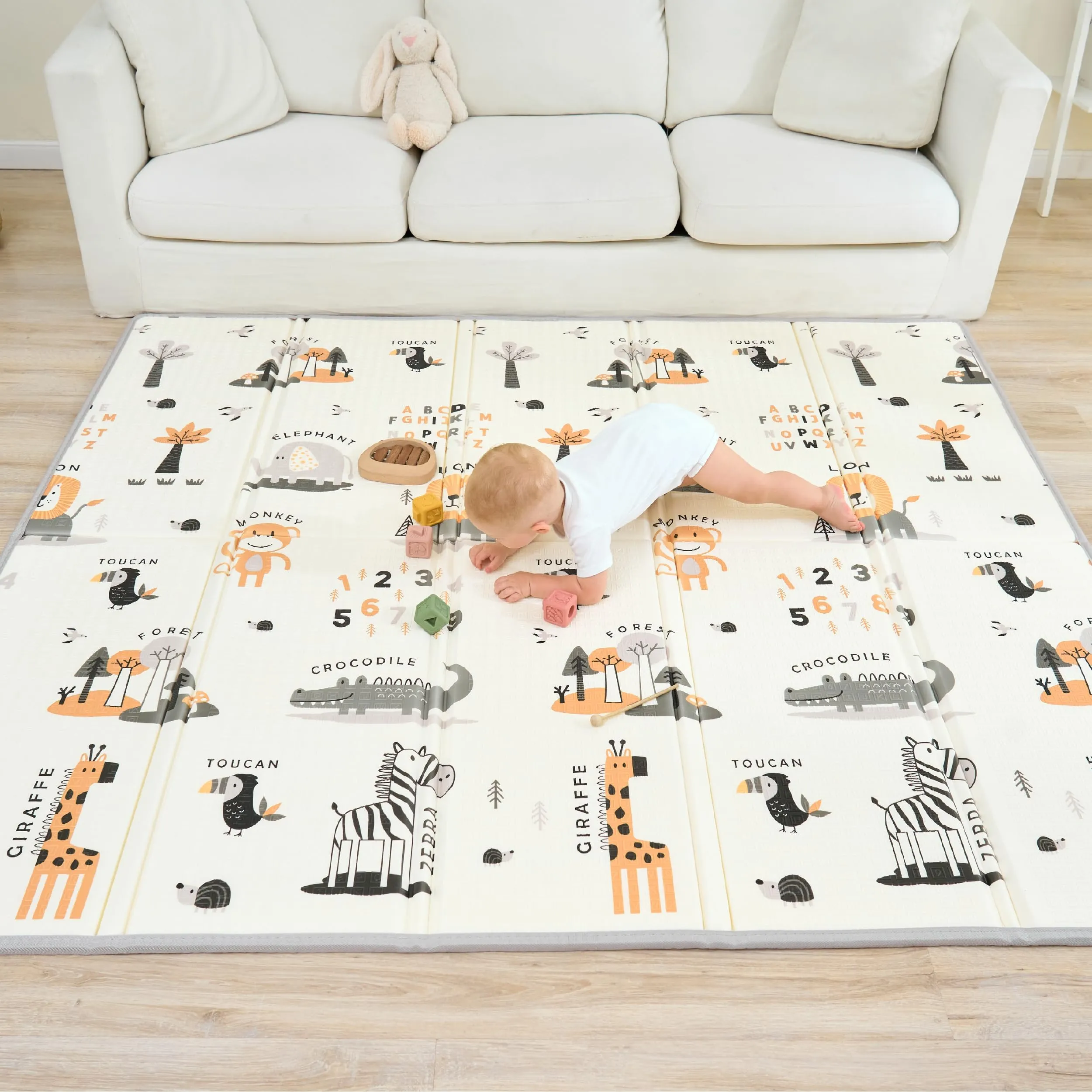 Tappeto Gioco Bambini Pieghevole 180x200x1.5cm Palestrina Neonato Montessori Reversibile Non Tossico E Impermeabile In Schiuma Per Bimbi. Palestra Neonati - Tappeto Tummy Time Neonati - Regalo Bambino