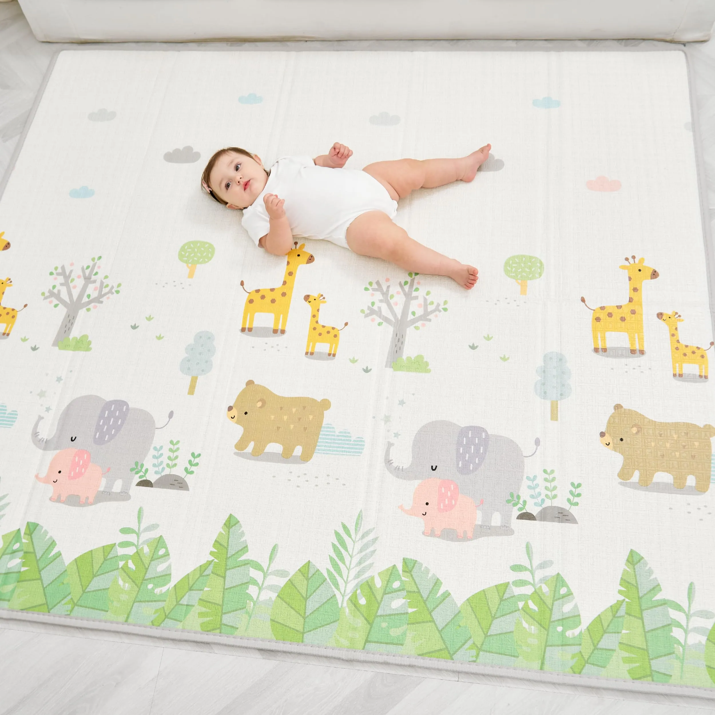 Tappeto Gioco Bambini Pieghevole 180x200x1.5cm Palestrina Neonato Montessori Reversibile Non Tossico E Impermeabile In Schiuma Per Bimbi. Palestra Neonati - Tappeto Tummy Time Neonati - Regalo Bambino