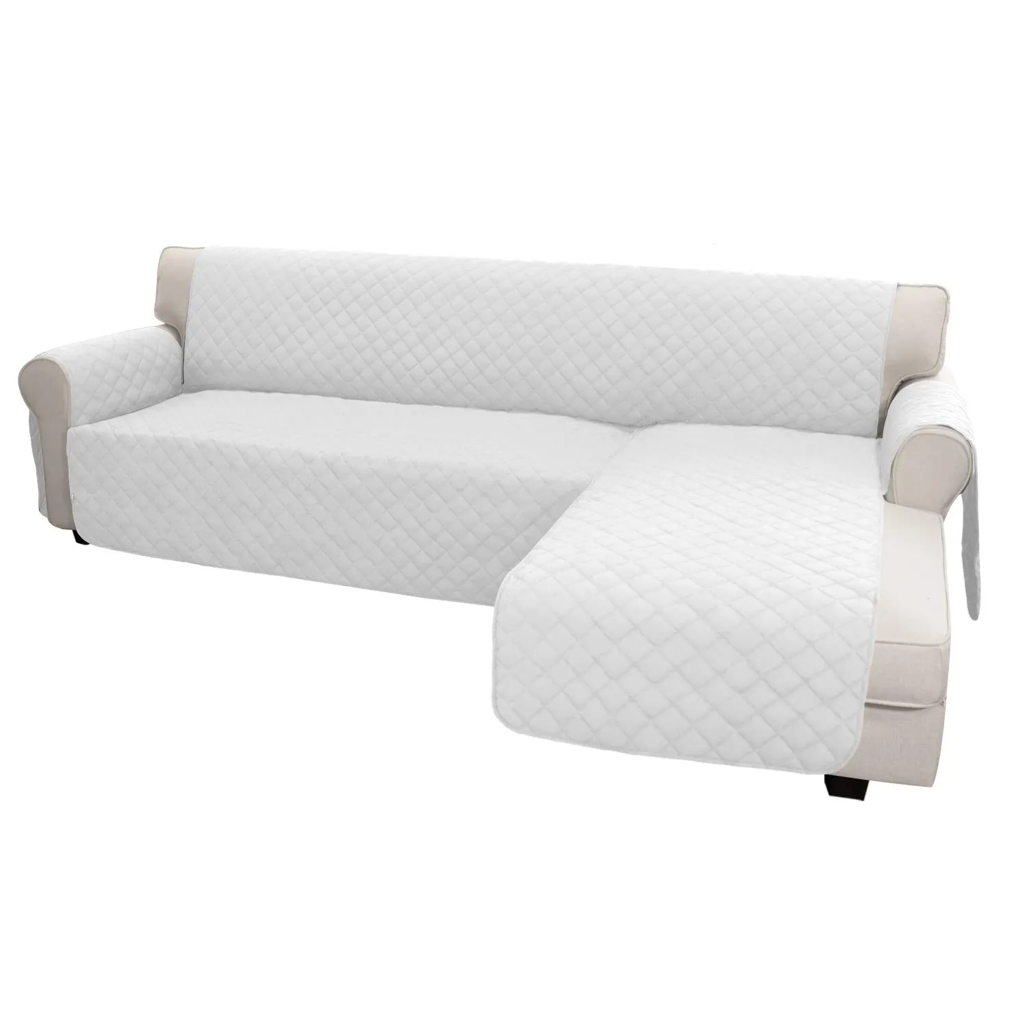 Easy-Going - Copridivano a forma di L, per divano e divano a forma di L, reversibile, per animali domestici, bambini, cani, gatti, taglia L, bianco/bianco