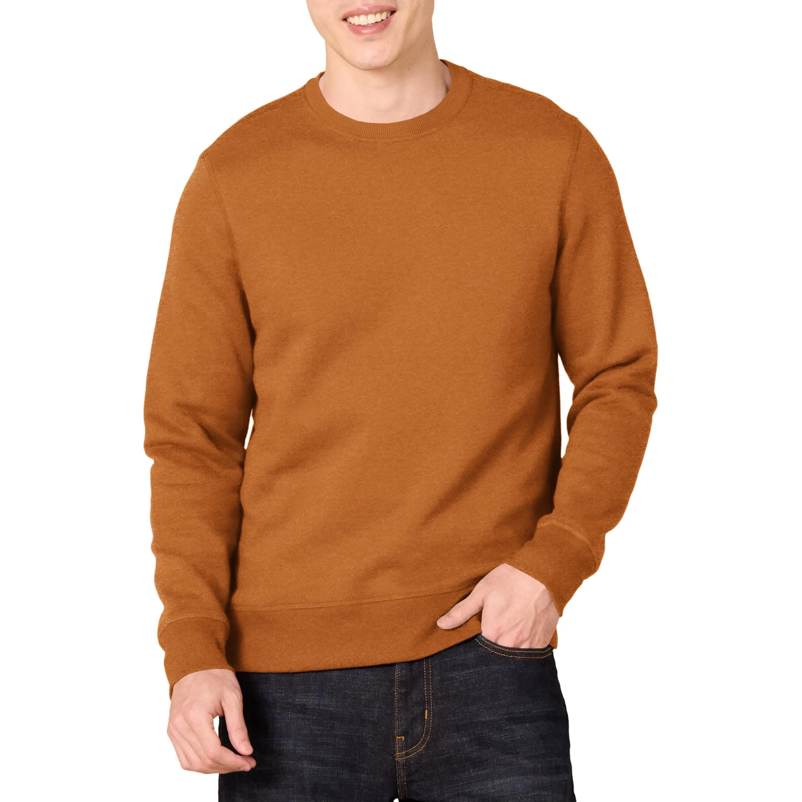 Amazon Essentials Felpa Girocollo in Pile con Bordi a Costine (Disponibile in Taglie Forti) Uomo, Noce Moscata, XXL