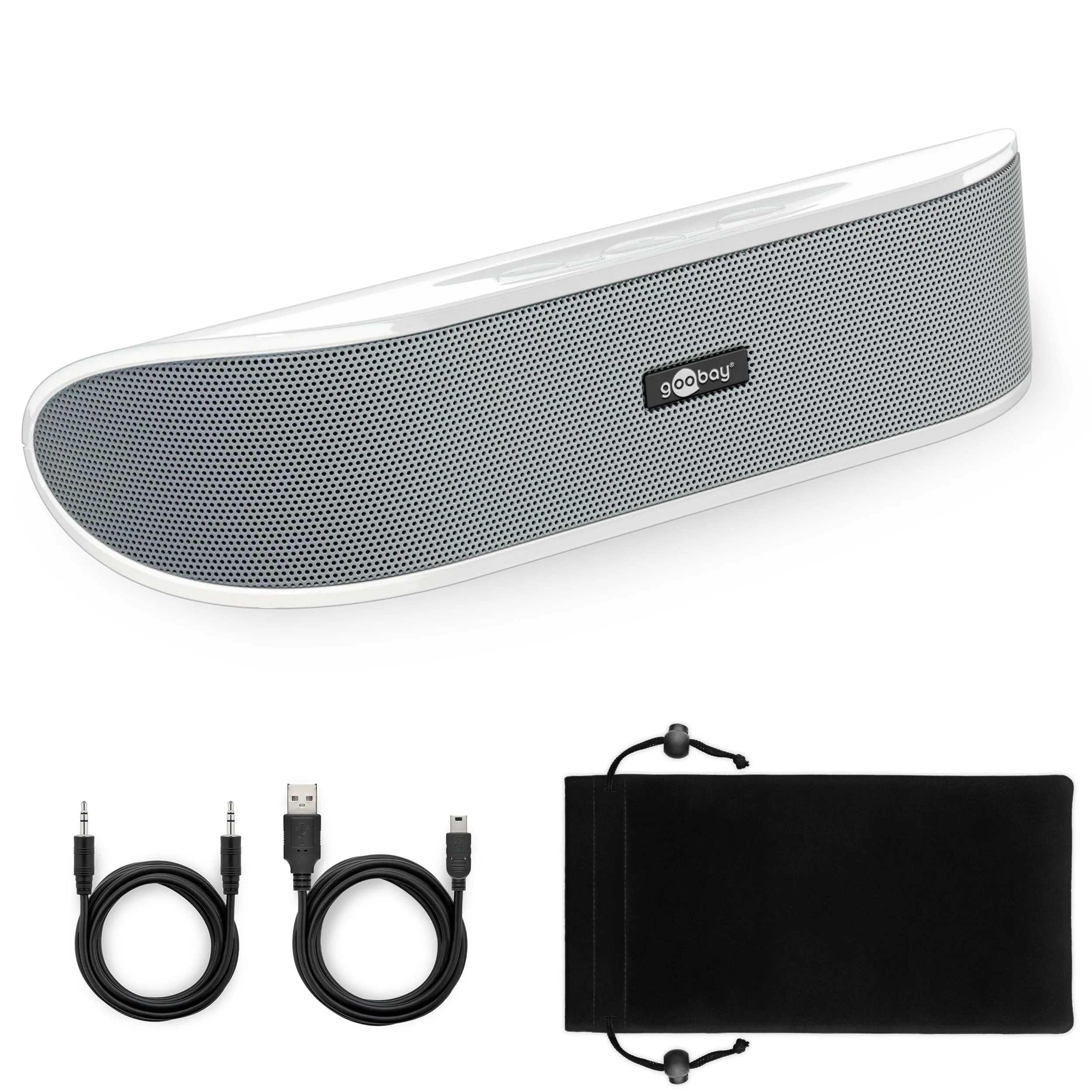 Goobay 95122 Sistema audio a 2 vie (2 x 3.0W) / SoundBar / altoparlanti stereo da 6W per PC, Mac, tablet, smartphone, TV e notebook / bianco