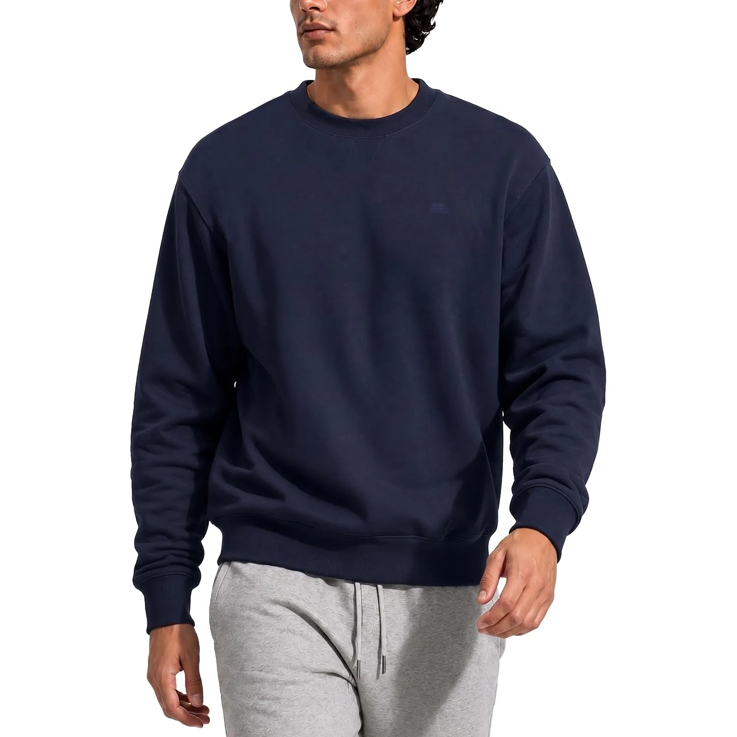 Iron Mountain Felpa Uomo Girocollo Fleece – Maglia Cotone Leggera Calda Maniche Lunghe, Sweatshirt Workwear Traspirante per Lavoro, Sport e Uso Quotidiano (Blu Navy, XL)