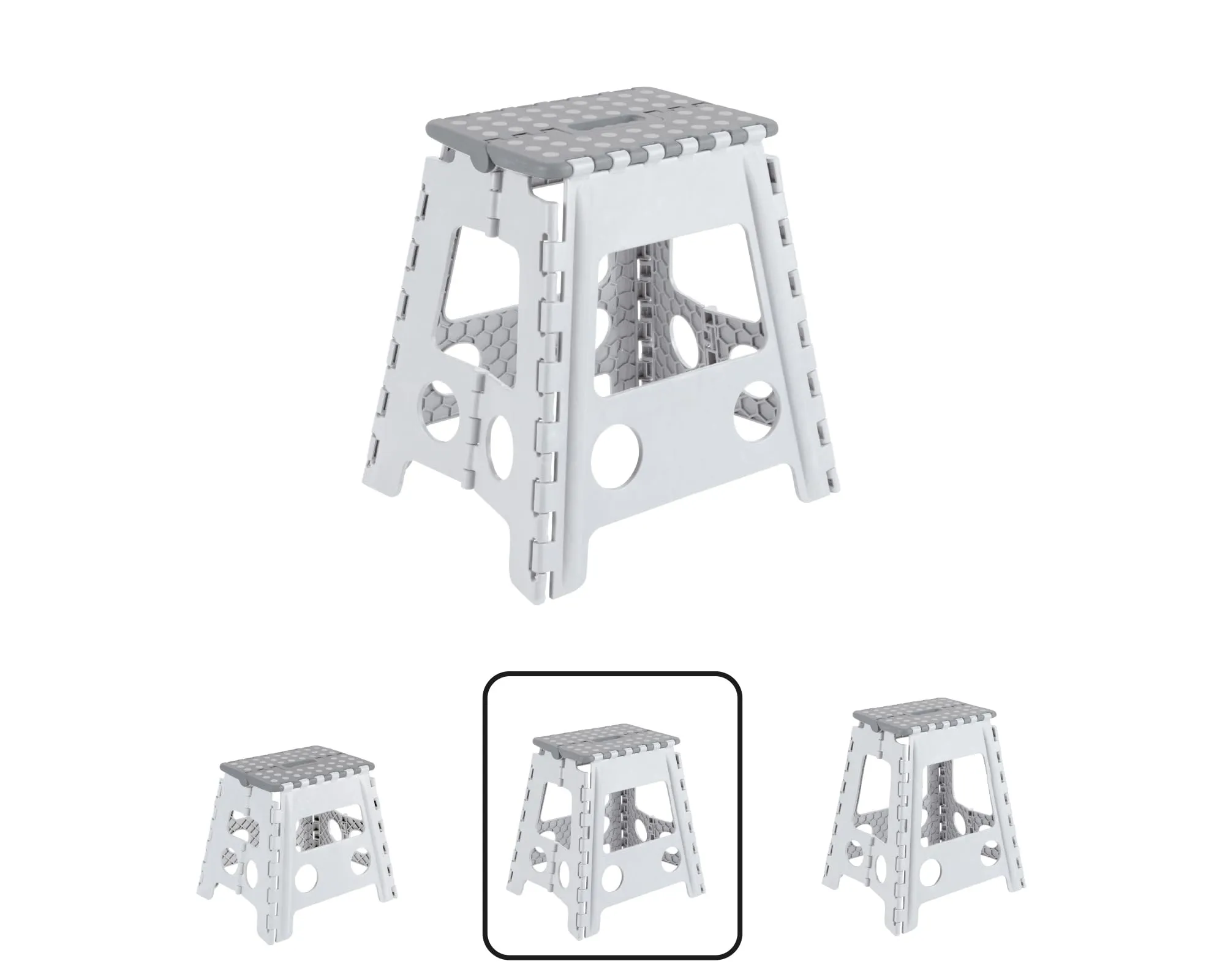 ARREGUI TB-039-GB Sgabello pieghevole per cucina o bagno | piccola scala | panca per bambini | scala per adulti e bambini (fino a 150 kg) | altezza 39 cm | bianco