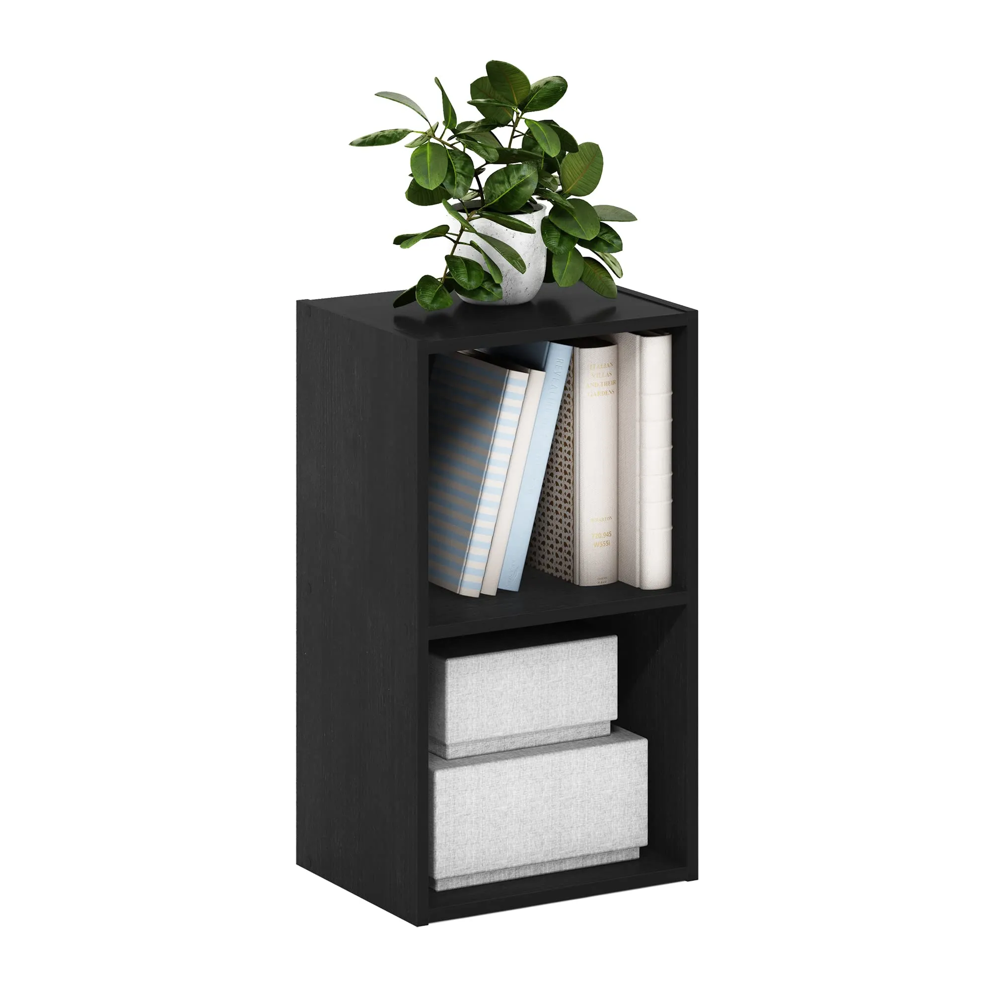 Furinno Pasir Libreria a 2 ripiani aperti, Legno Nero