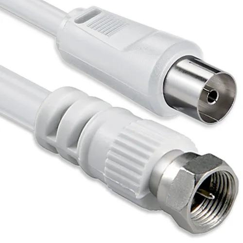 1aTTack.de Cavo adattatore per antenna SAT 2,5 metri 2x connettore F schermato > presa coassiale SAT bianco F-coax Ku 75db